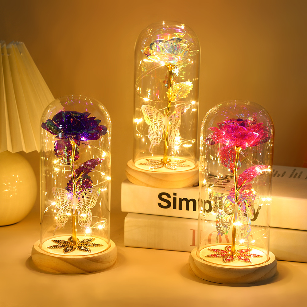 White & Silver Butterfly Flower Lamp - Decorative LED Table Lamp for Home Ambiance view 5