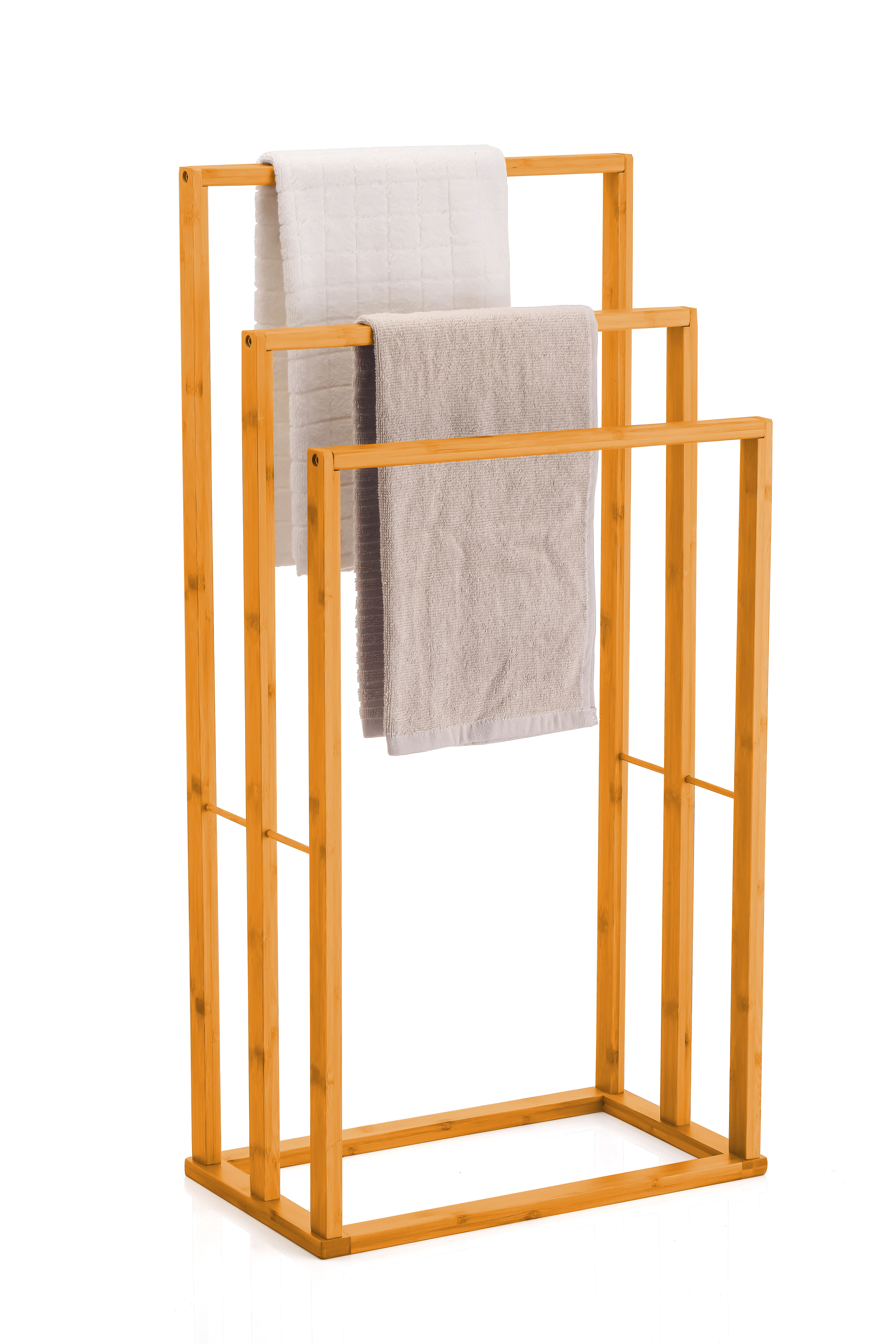 CARLA HOME Bamboo Towel Bar Holder Rack 3-Tier Free Standing for Bathroom. view 2