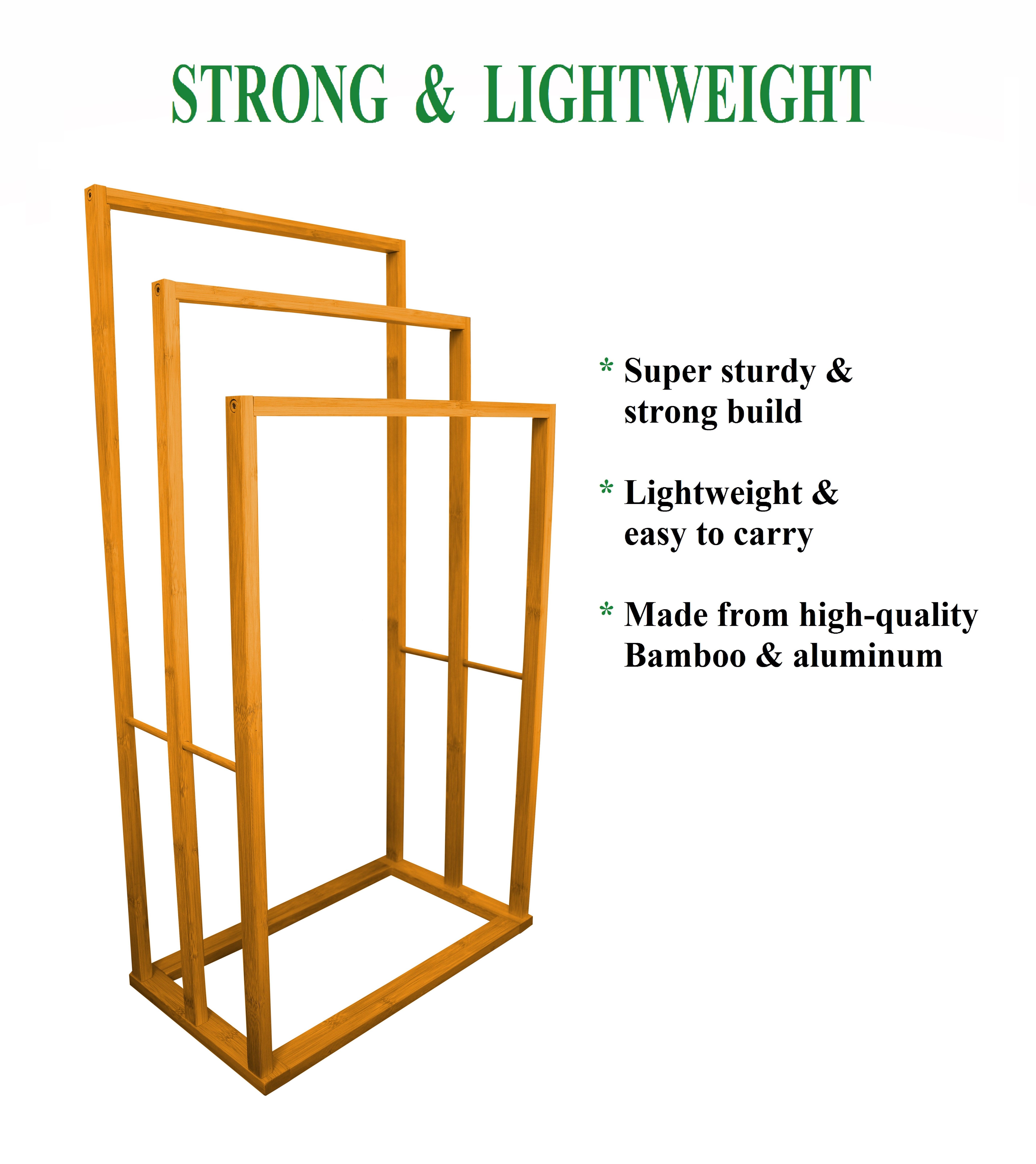 CARLA HOME Bamboo Towel Bar Holder Rack 3-Tier Free Standing for Bathroom. view 9