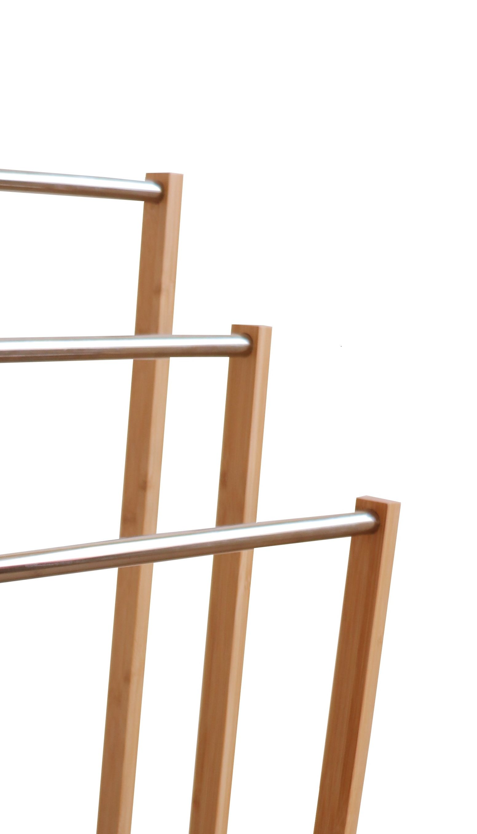 Bamboo Towel Bar Metal Holder Rack 3-Tier Freestanding for Bathroom and Bedroom view 3