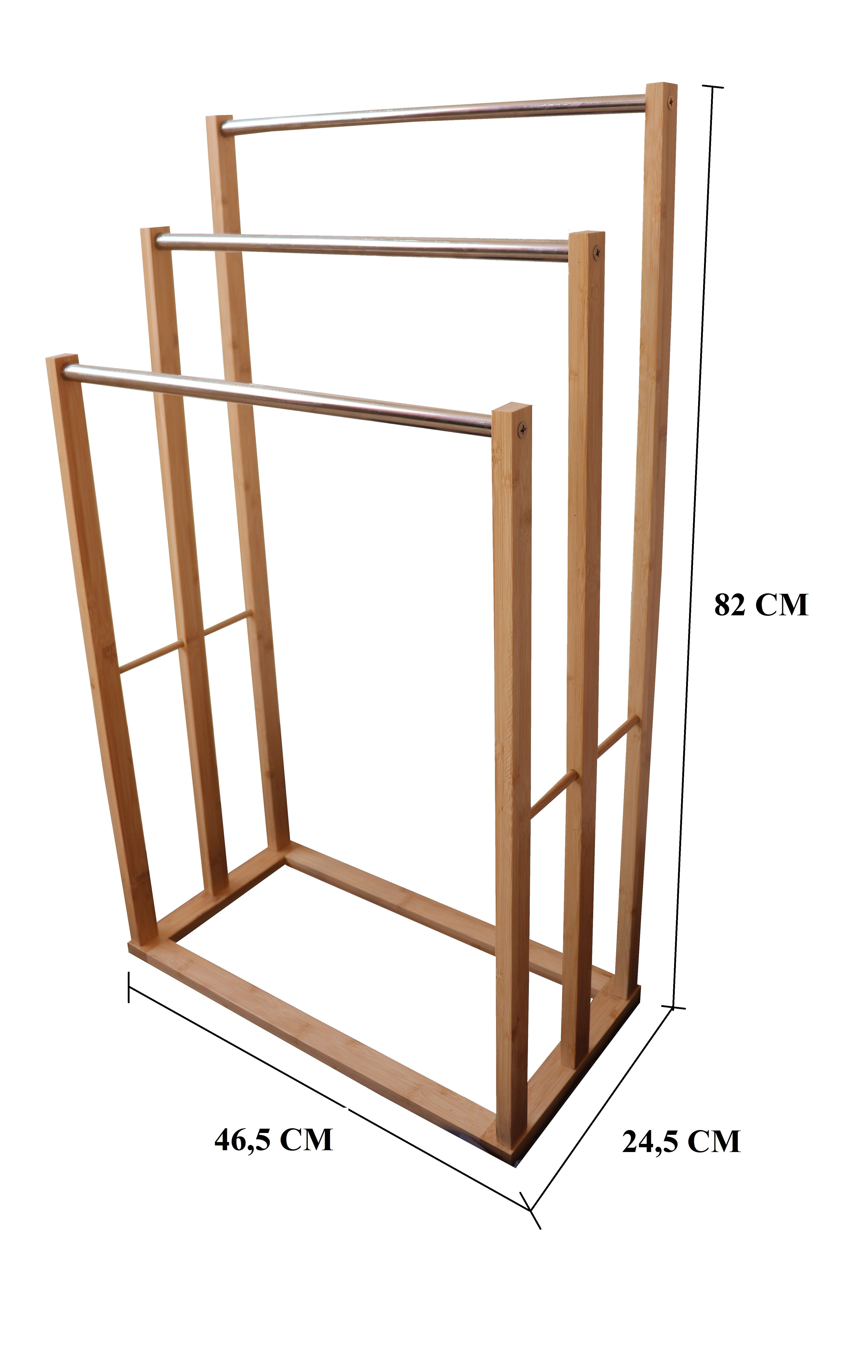 Bamboo Towel Bar Metal Holder Rack 3-Tier Freestanding for Bathroom and Bedroom view 7