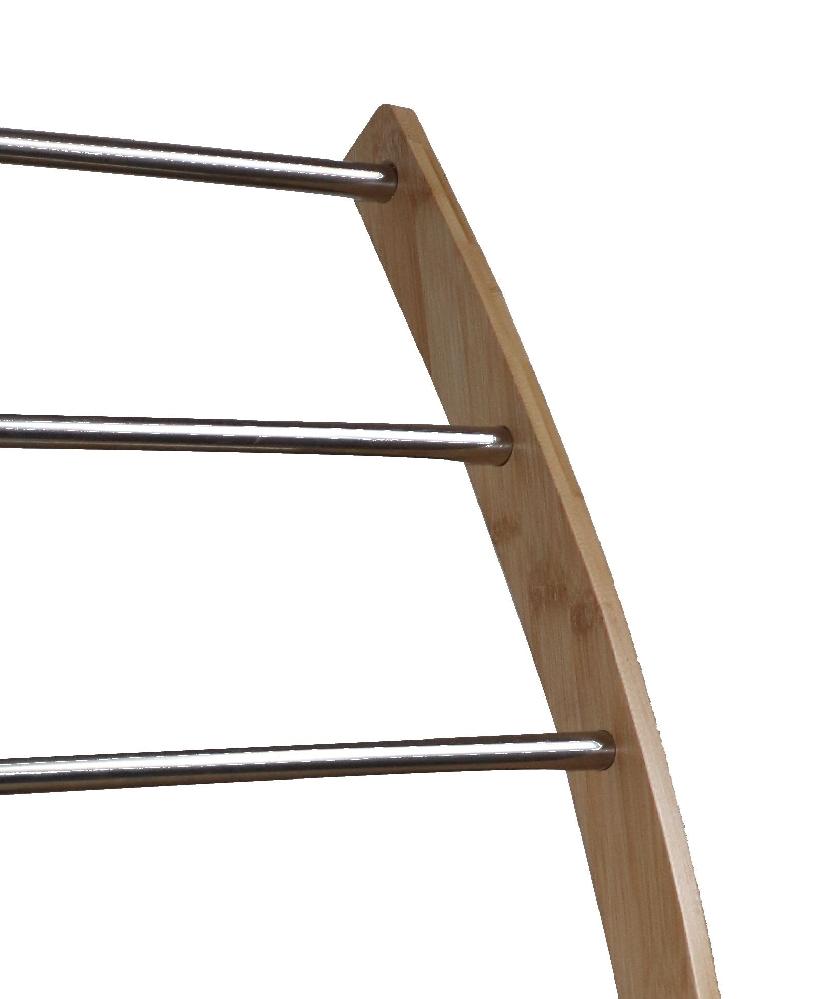 Bamboo Towel Bar Metal Holder Rack 3-Tier Freestanding and Bottom shelf for view 2
