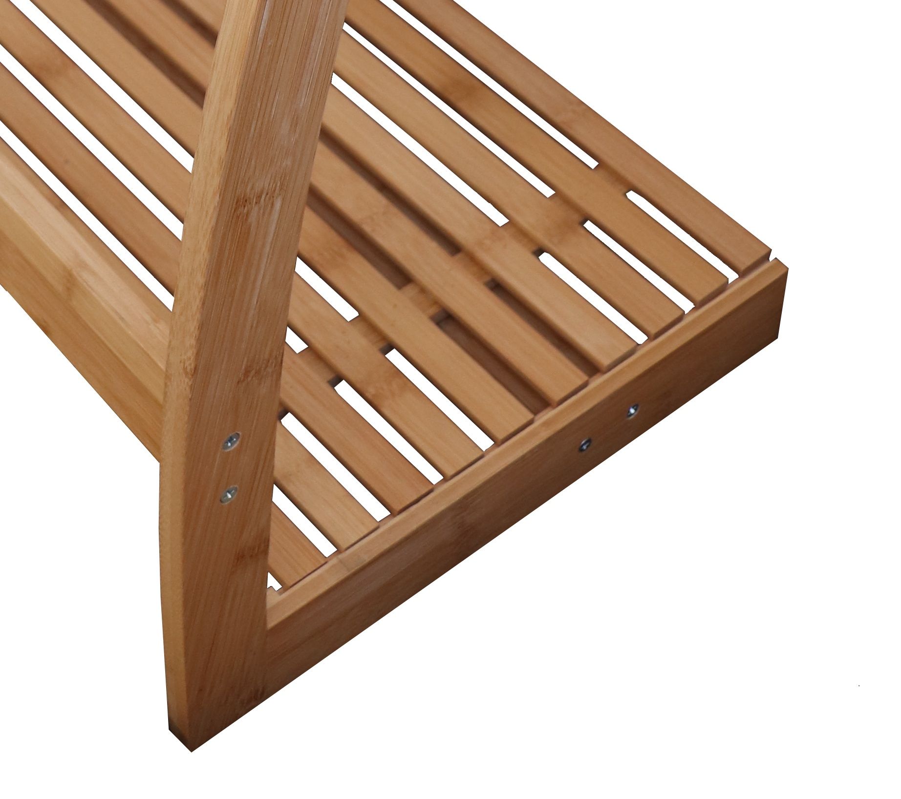 Bamboo Towel Bar Metal Holder Rack 3-Tier Freestanding and Bottom shelf for view 5