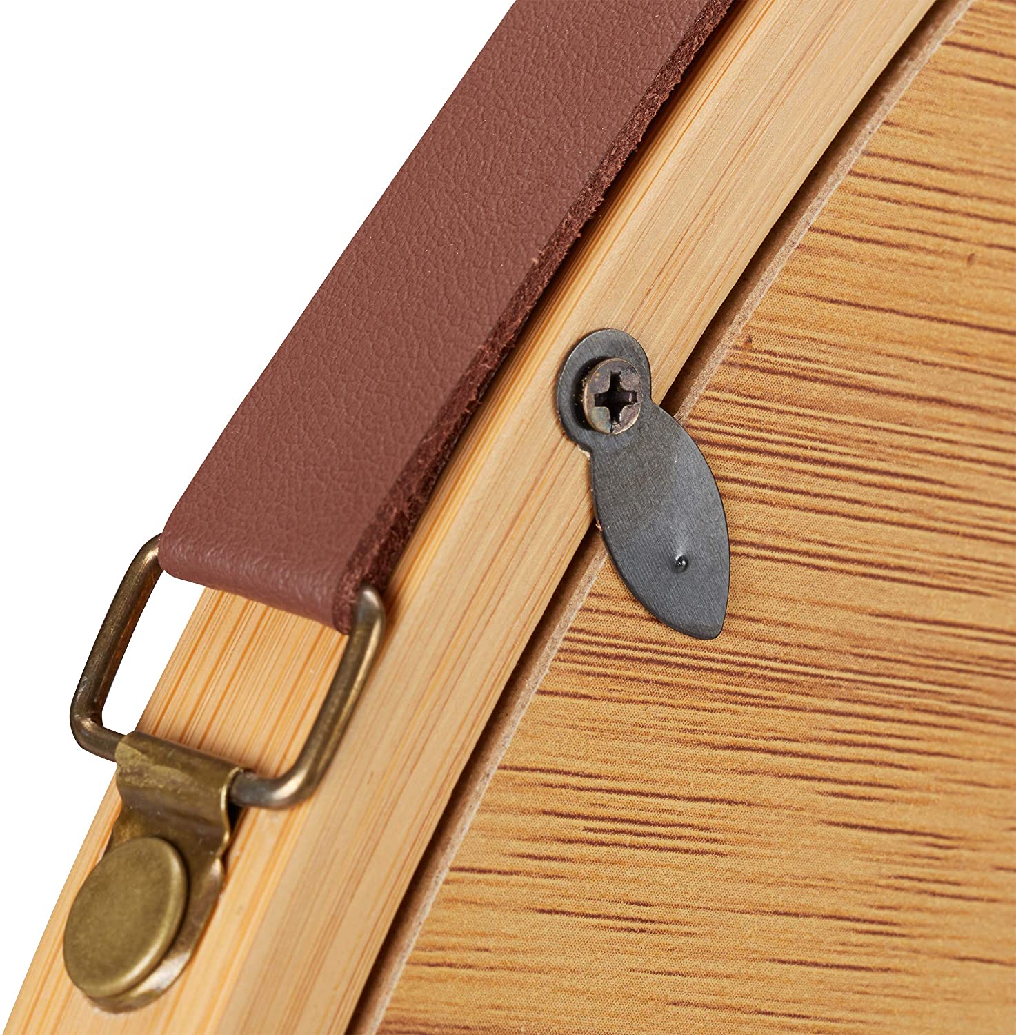 Hanging Round Wall Mirror 45 cm - Solid Bamboo Frame and Adjustable Leather view 6