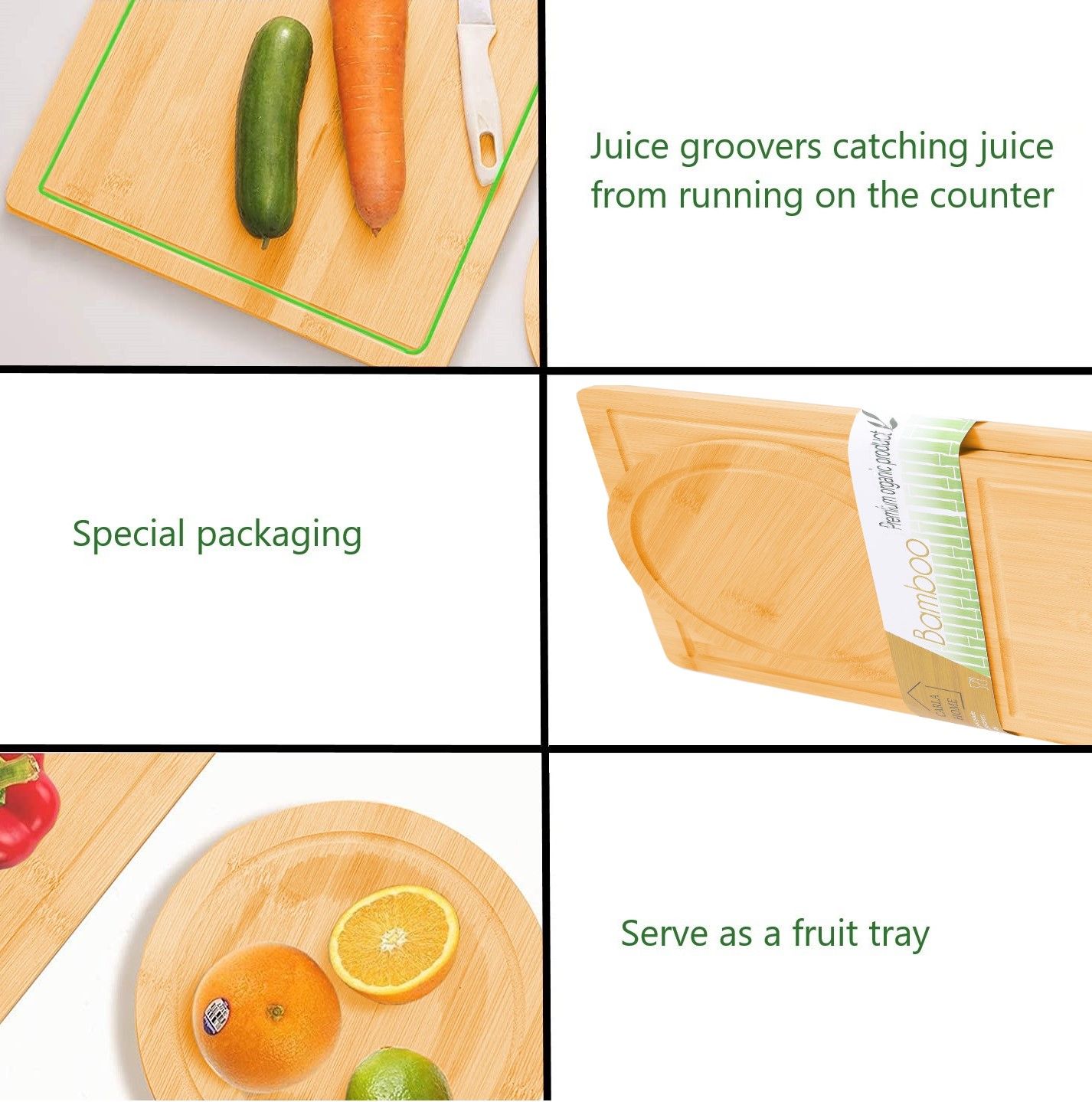 3 Pieces Bamboo Cutting Board with Juice Groove and Mobile Holder included for view 10