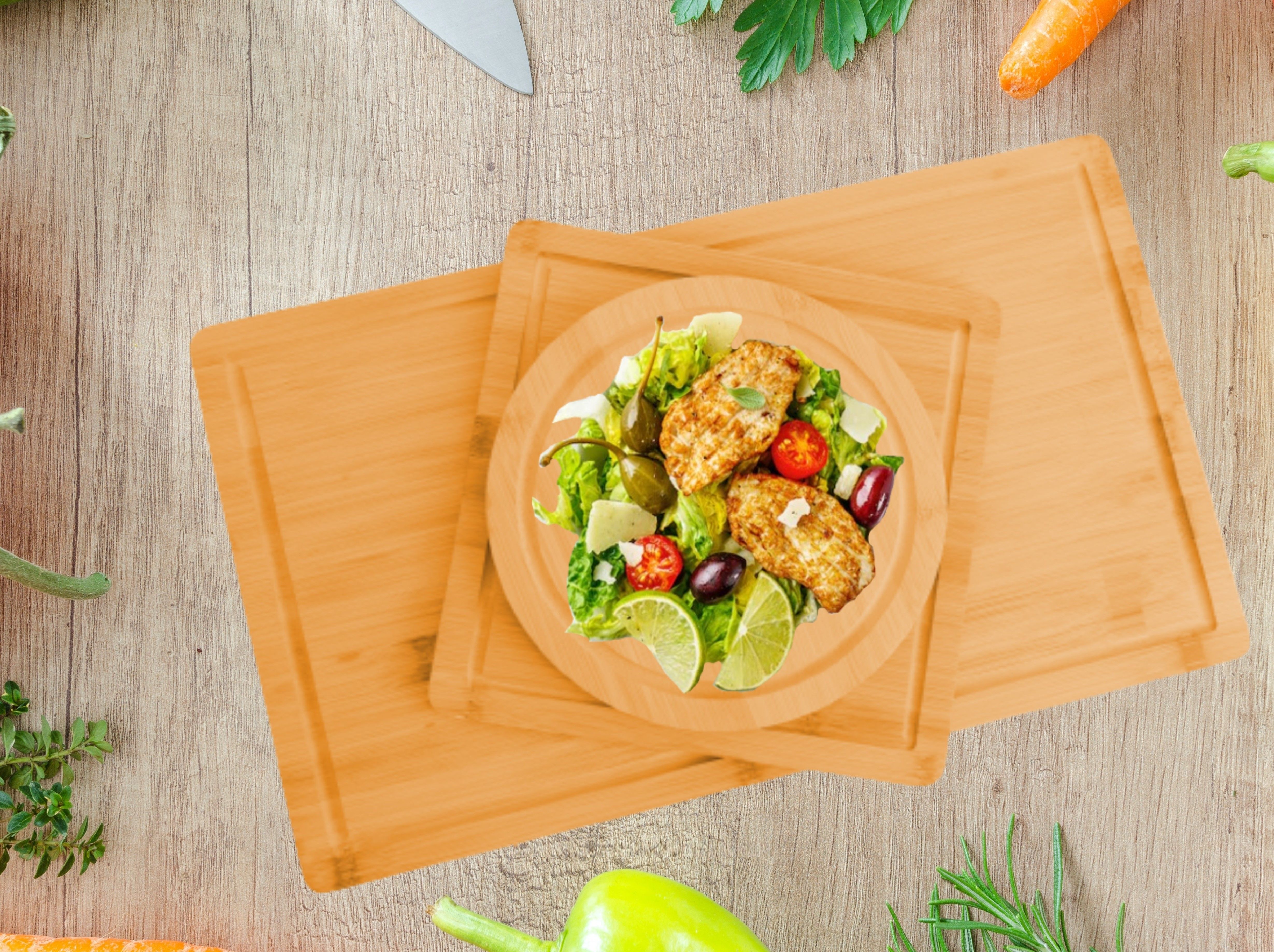 3 Pieces Bamboo Cutting Board with Juice Groove and Mobile Holder included for view 3