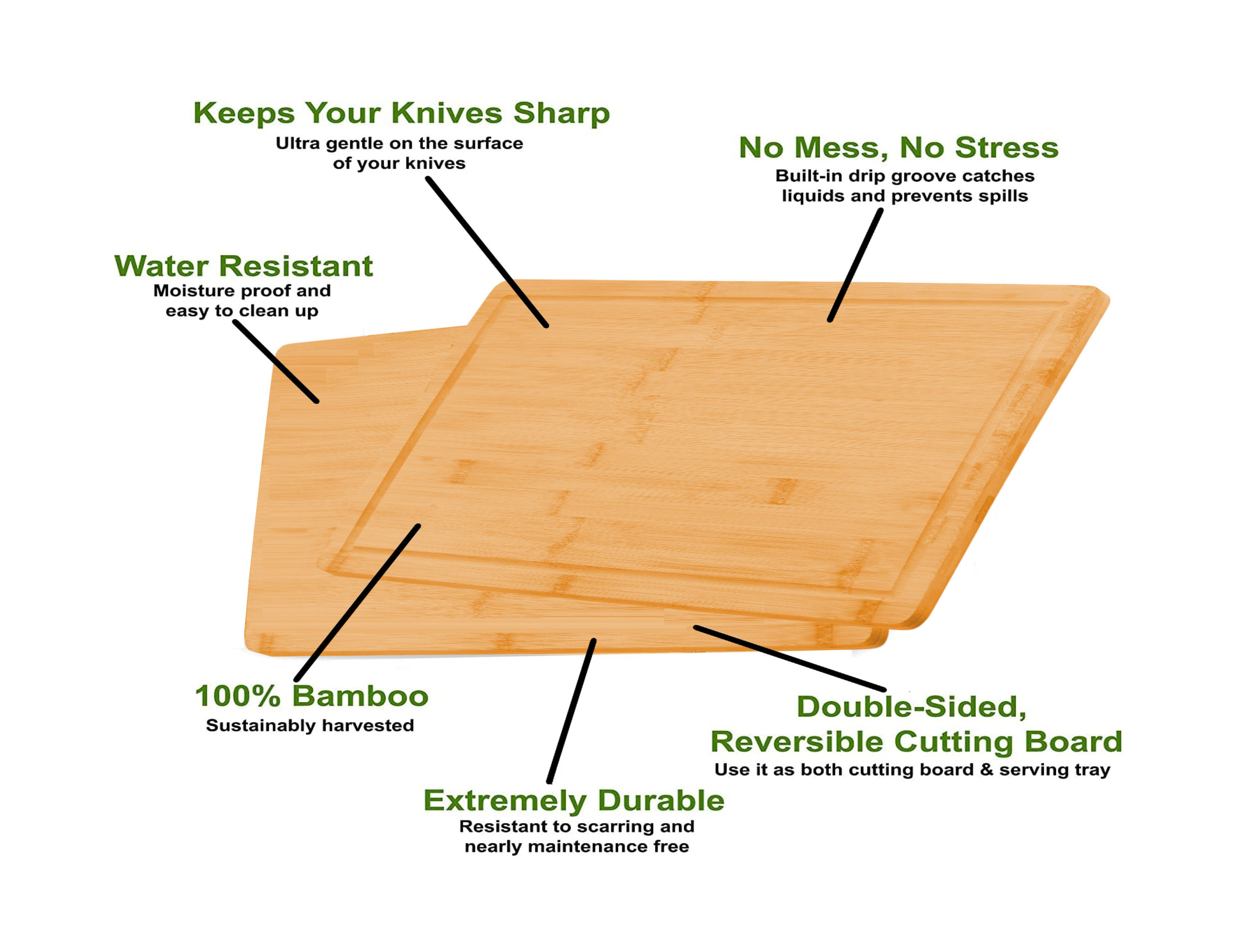 3 Pieces Bamboo Cutting Board with Juice Groove and Mobile Holder included for view 5