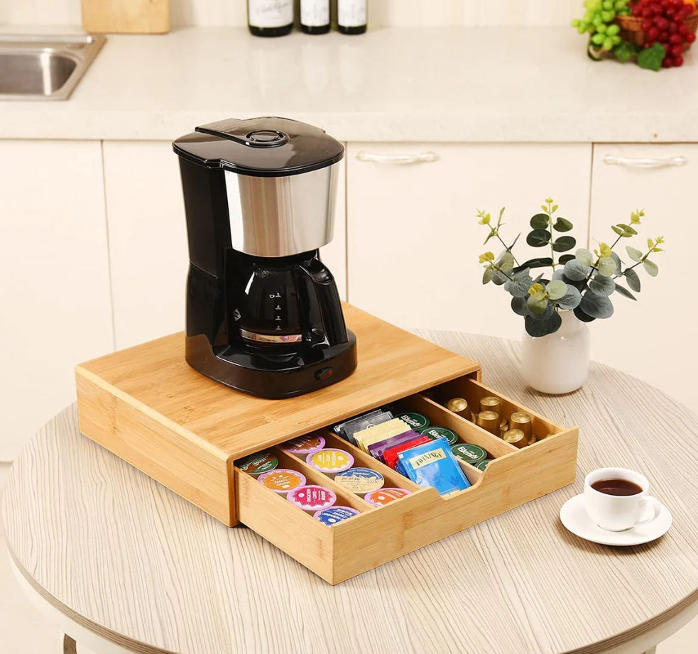 Bamboo K-Cup Coffee Pod Holder Storage Organizer for Kitchen, Jewelry and Cosmetic view 2