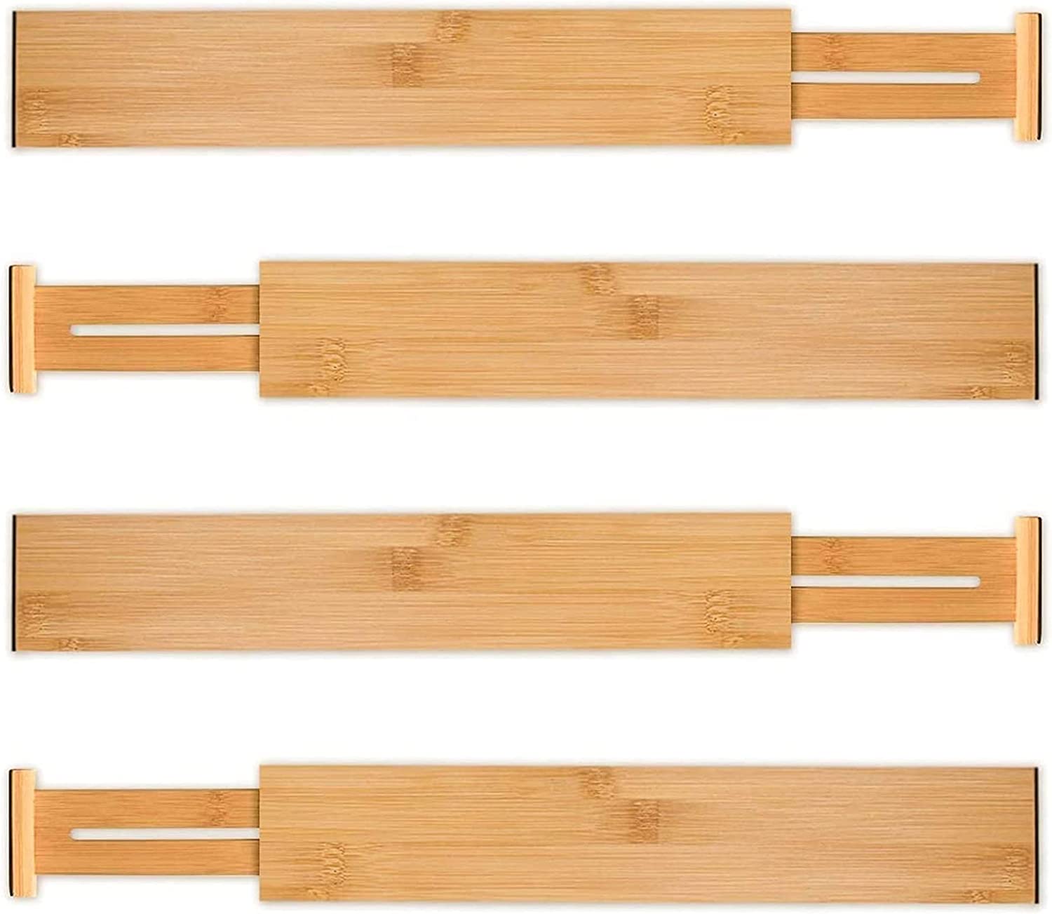 4 Pack Bamboo Adjustable Kitchen Drawer Dividers (Large, 44-55 cm) view 9