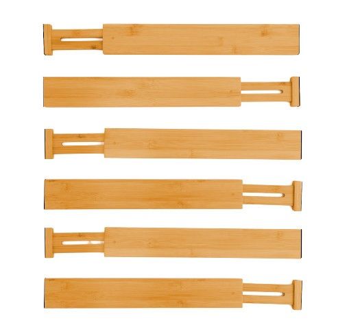 6 Pack Bamboo Adjustable Kitchen Drawer Dividers (Large, 44-55 cm) view 9