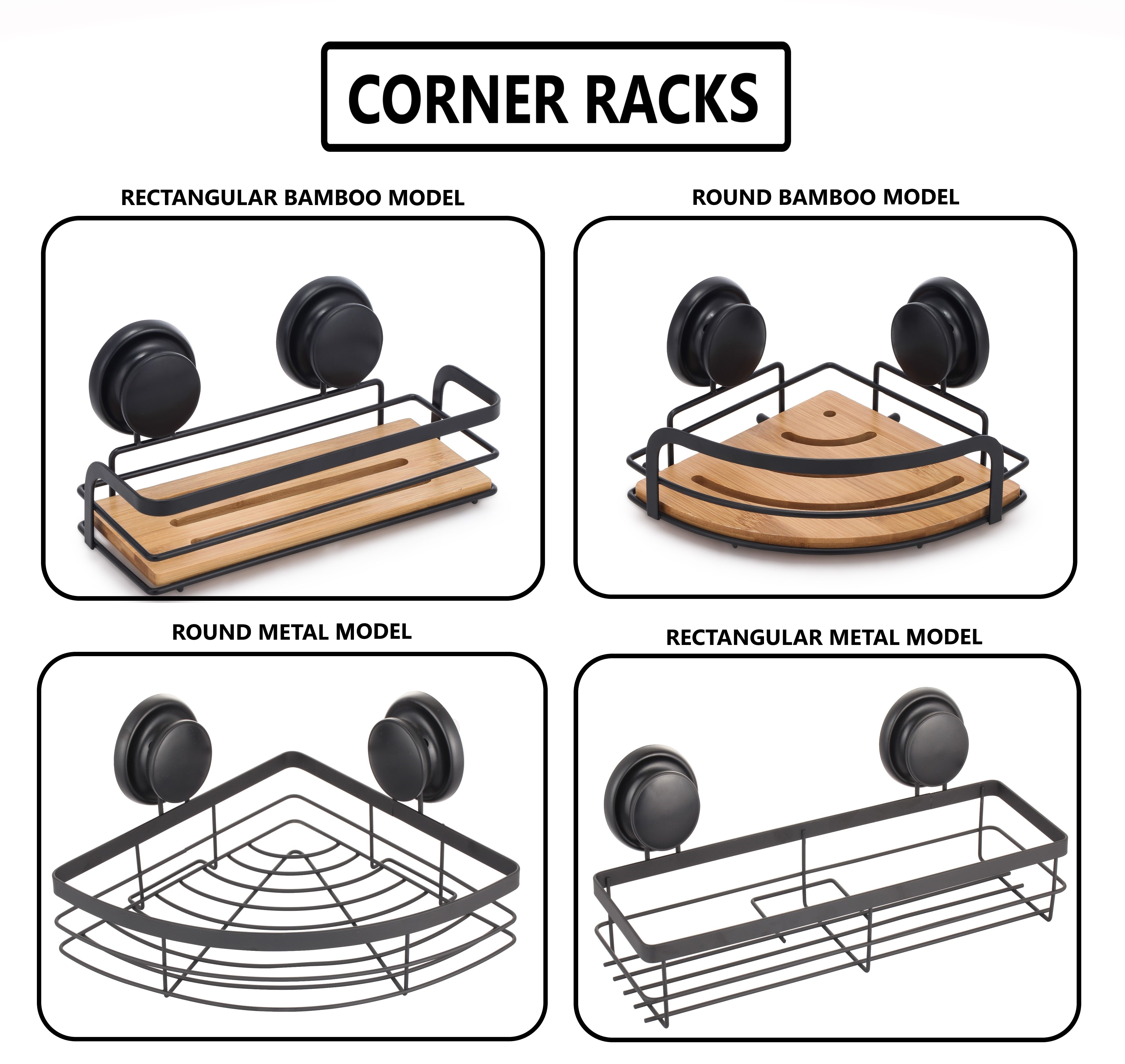 2 Pack Round Corner Shower Caddy Shelf Basket Rack with Premium Vacuum Suction view 7