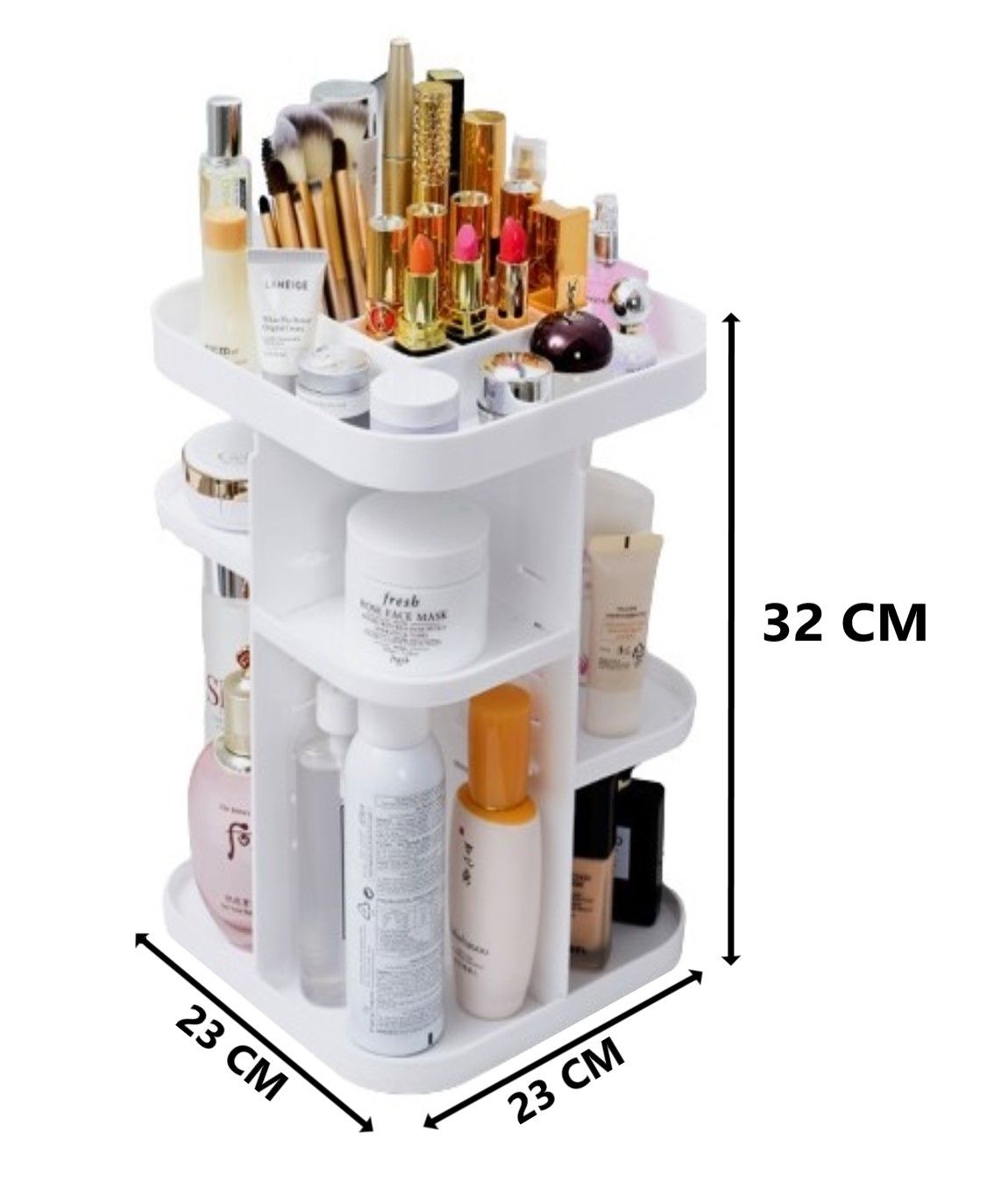360 Rotating Large Capacity Makeup Organizer for Bedroom and Bathroom (White) view 9