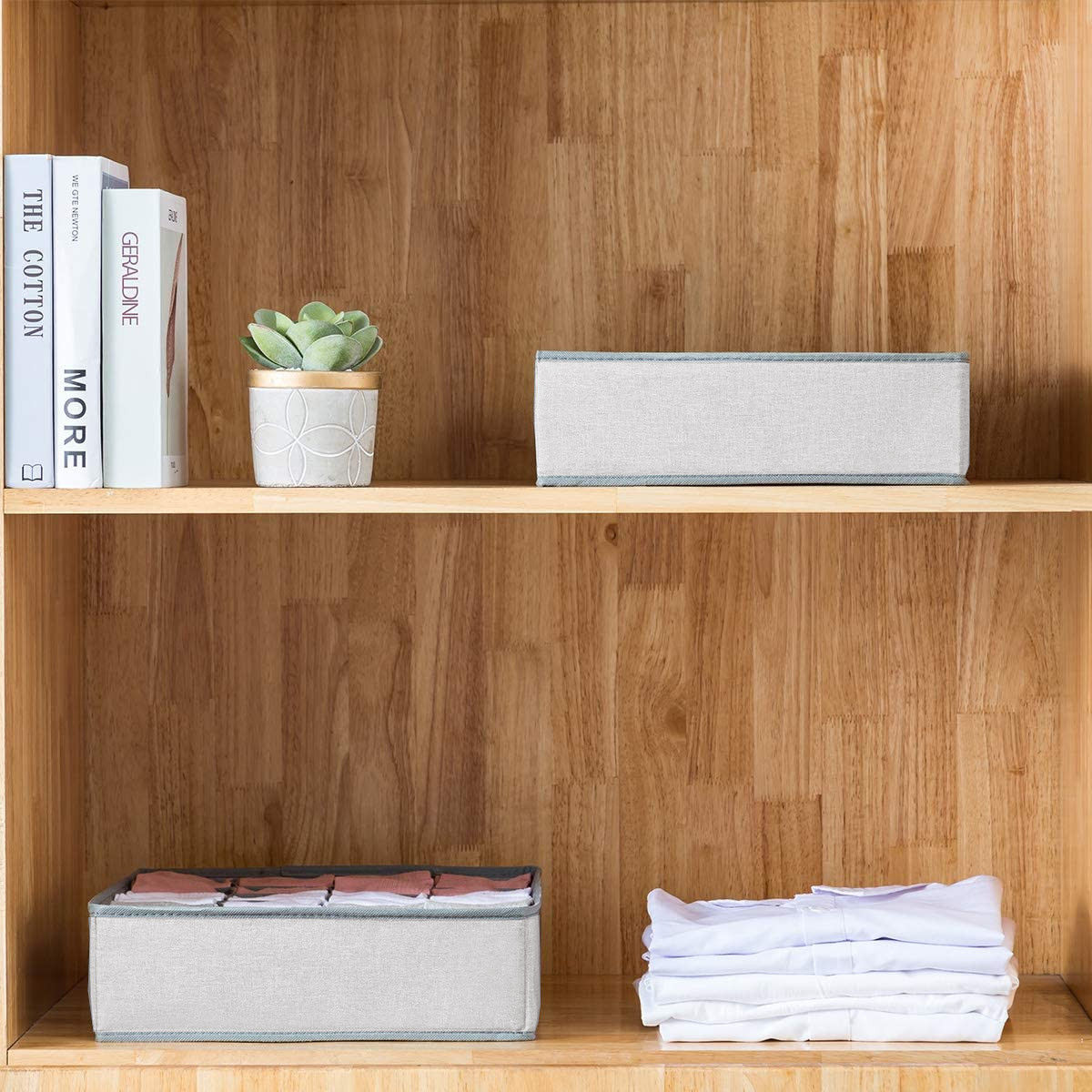 Set of 2 Fabric Drawer Organizer Divider Storage Boxes for Storing Socks view 5