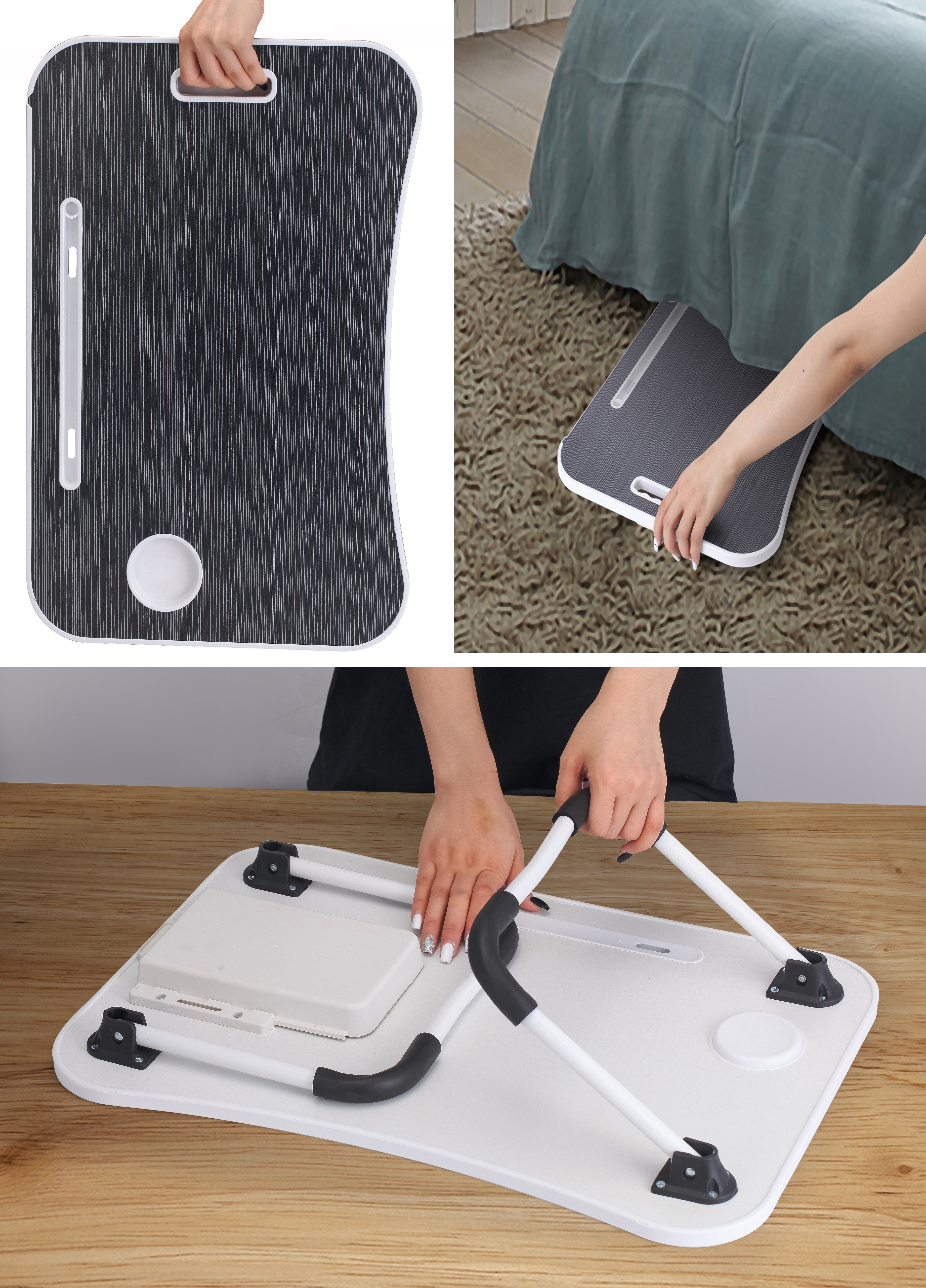 Laptop Bed Desk with Storage and foldable legs for Adults, Kids & Home Office view 8