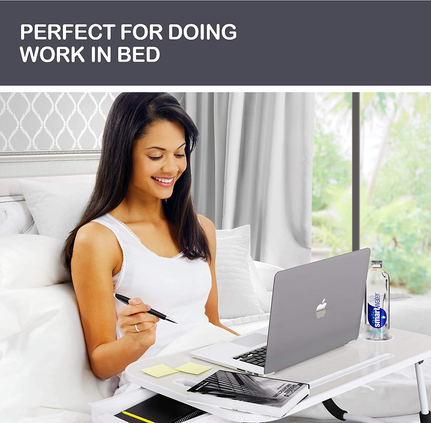 Laptop Bed Desk with Storage and foldable legs for Adults, Kids & Home Office view 2