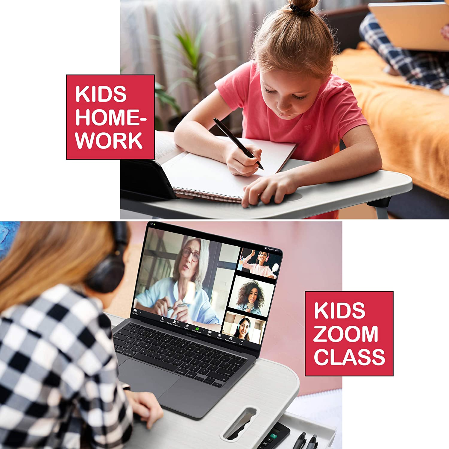 Laptop Bed Desk with Storage and foldable legs for Adults, Kids & Home Office view 3