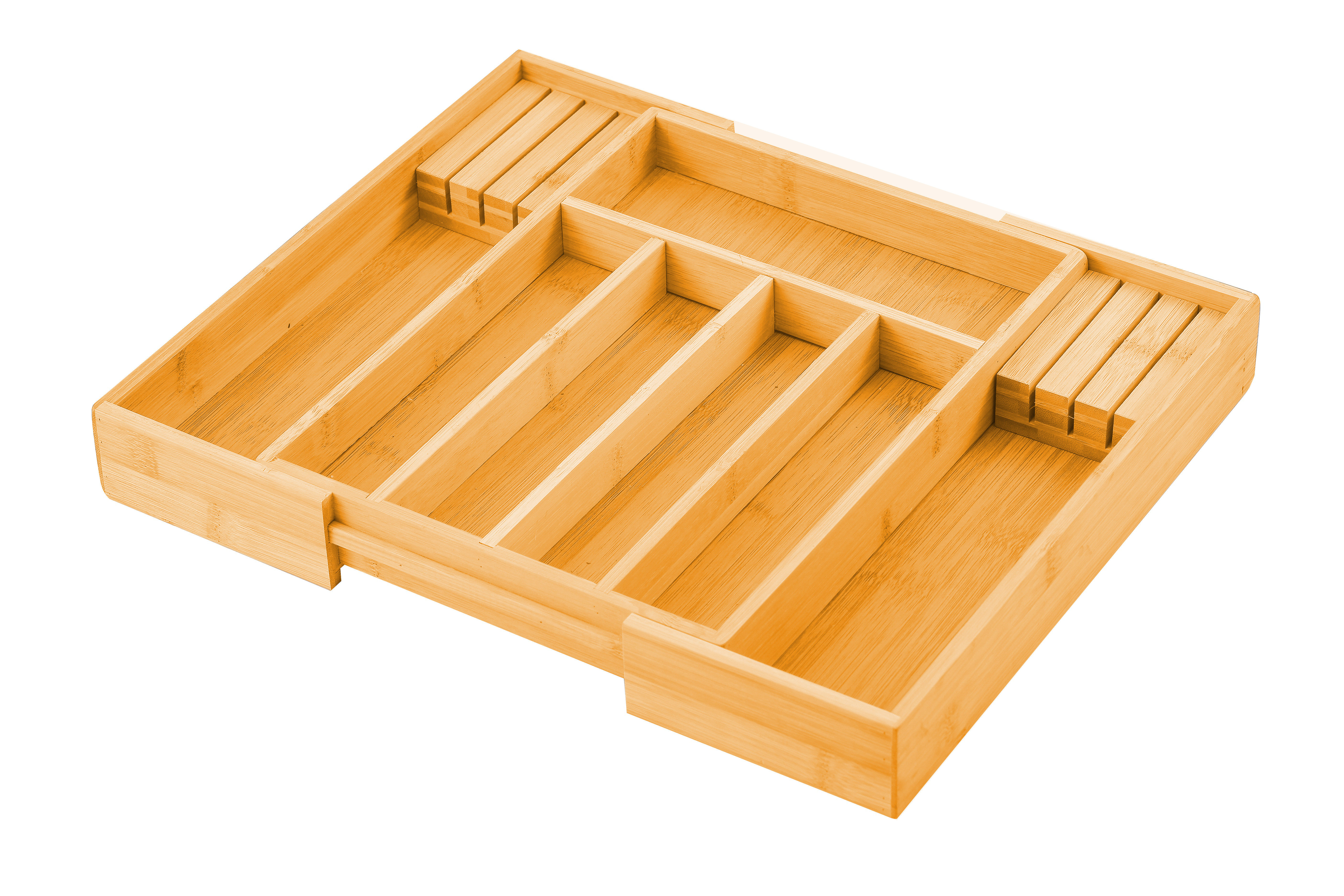 2 Pack Large Capacity Bamboo Expandable Drawer Organizer with Knife Block view 10