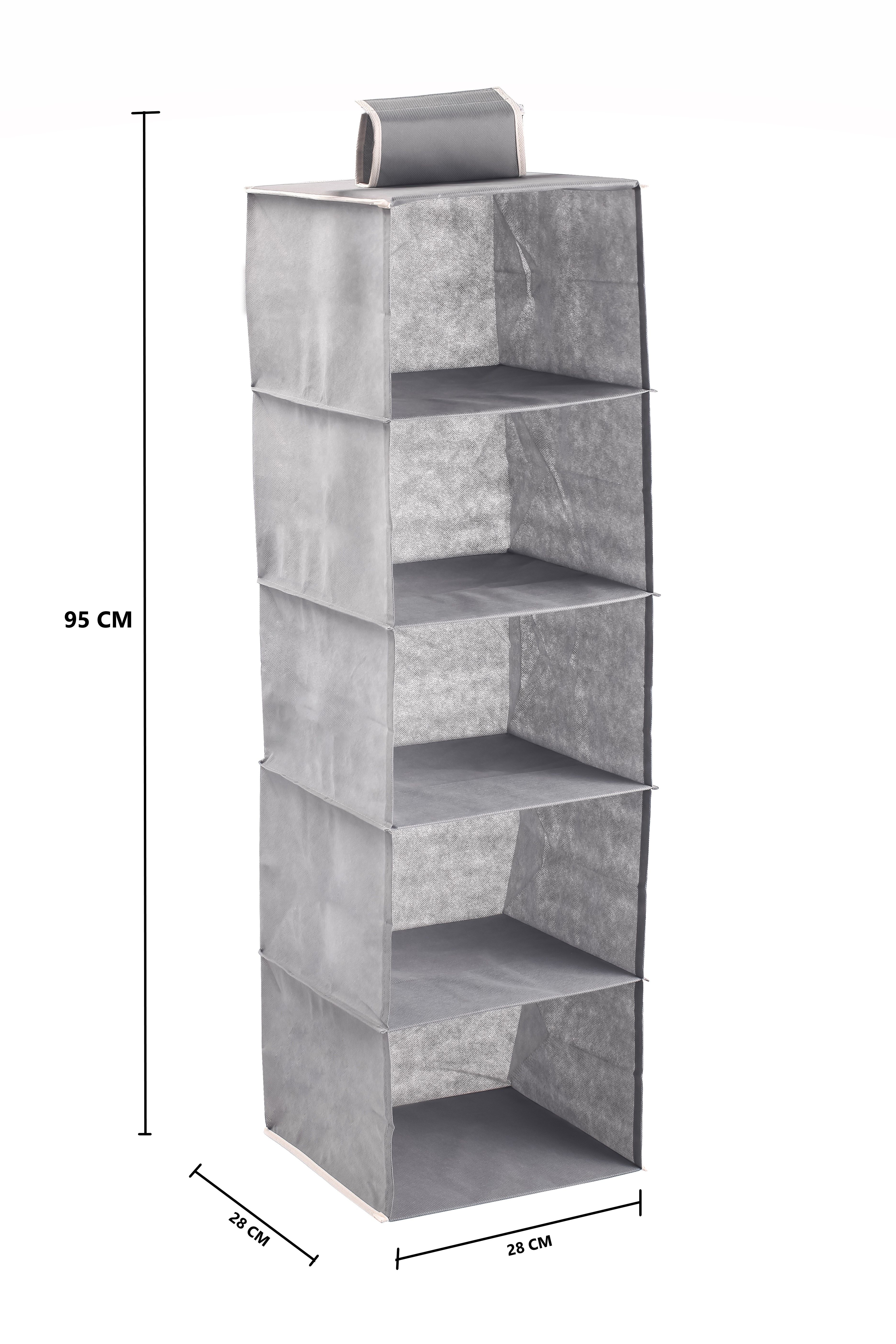 2 Pack 5-Tier Shelf Hanging Closet Organizer and Storage for Clothes (Grey) view 10