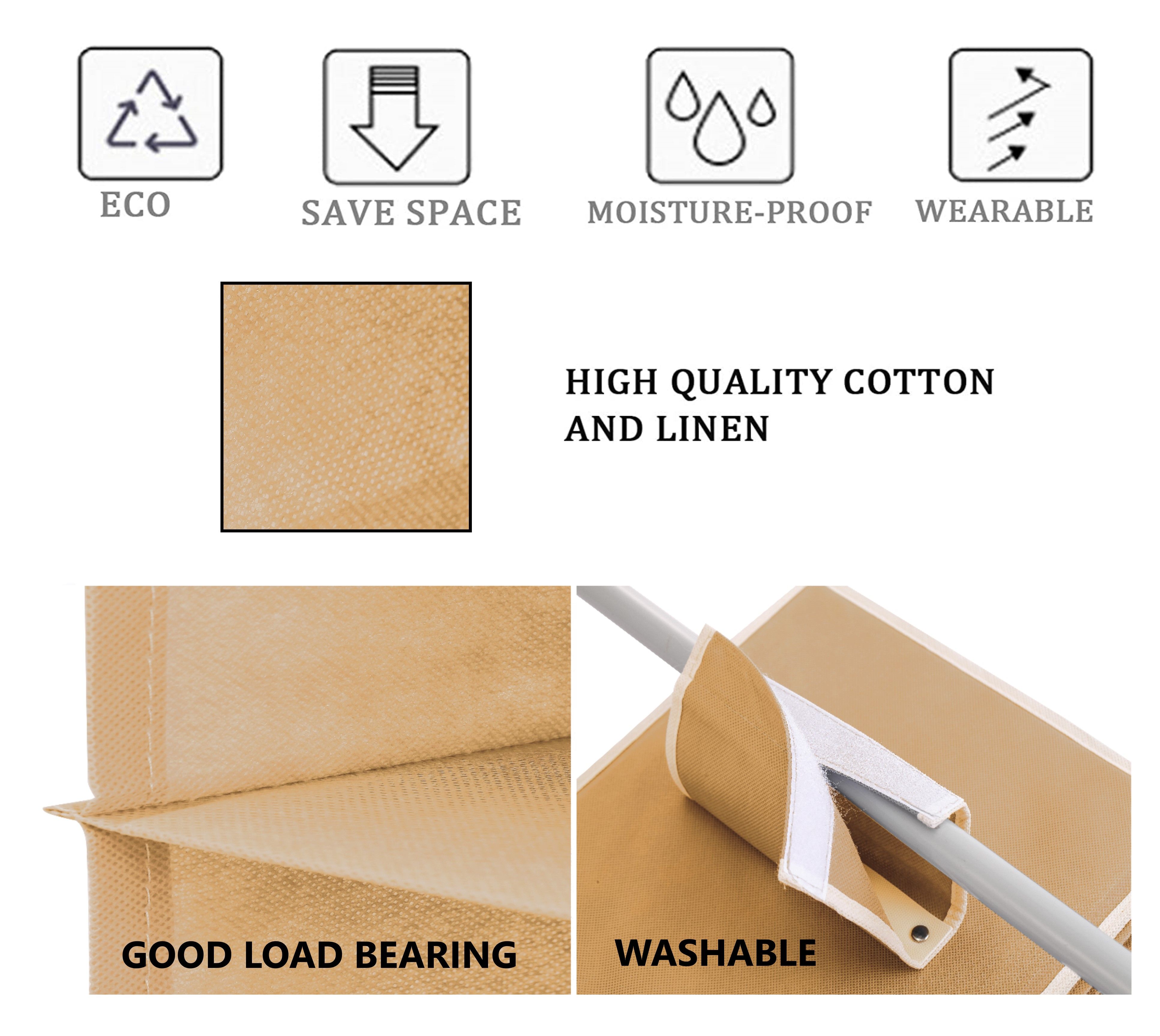3 Pack 5-Tier Shelf Hanging Closet Organizer and Storage for Clothes (Beige) view 4