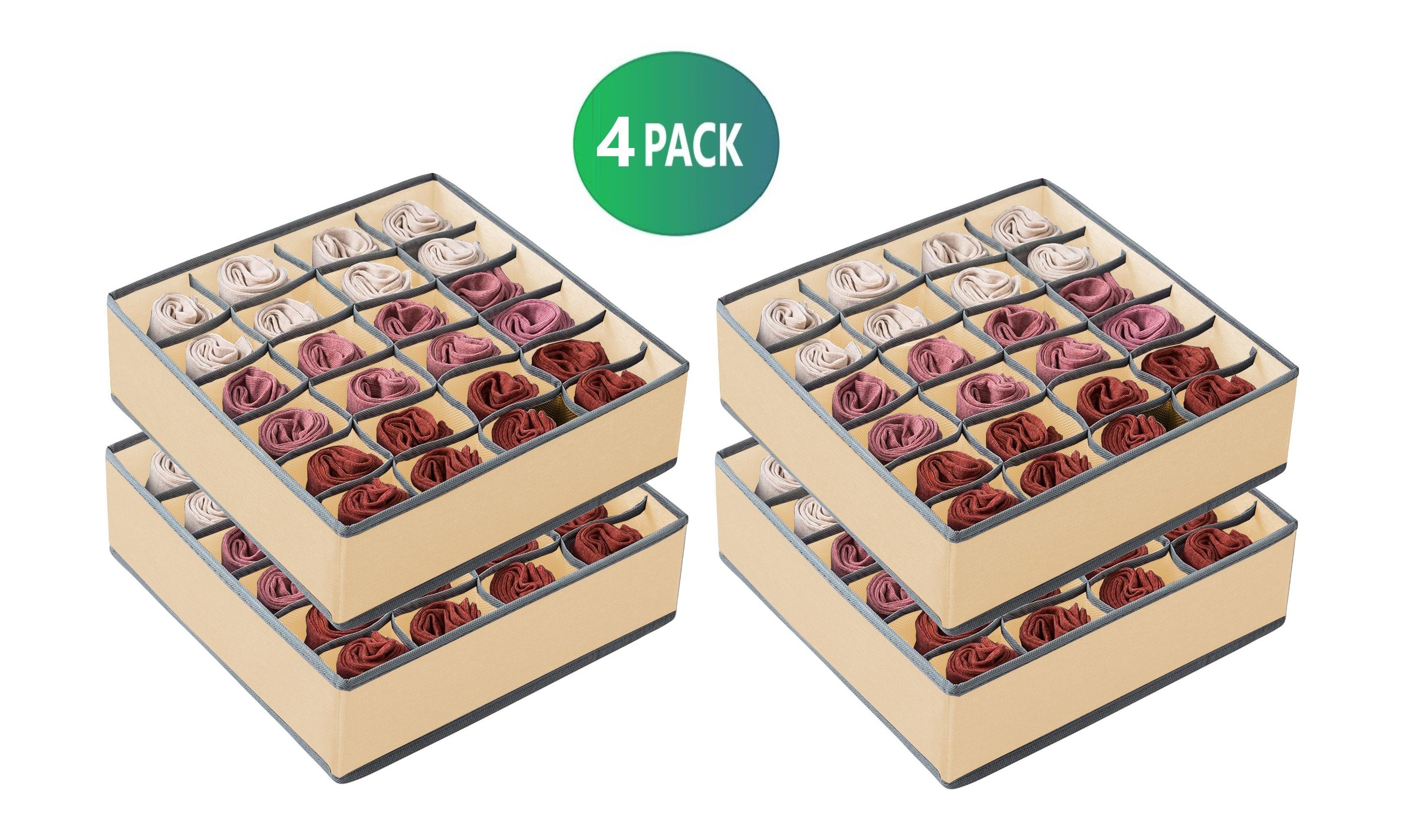 Set of 4 Fabric Drawer Organizer Divider Storage Boxes for Storing Socks view 2