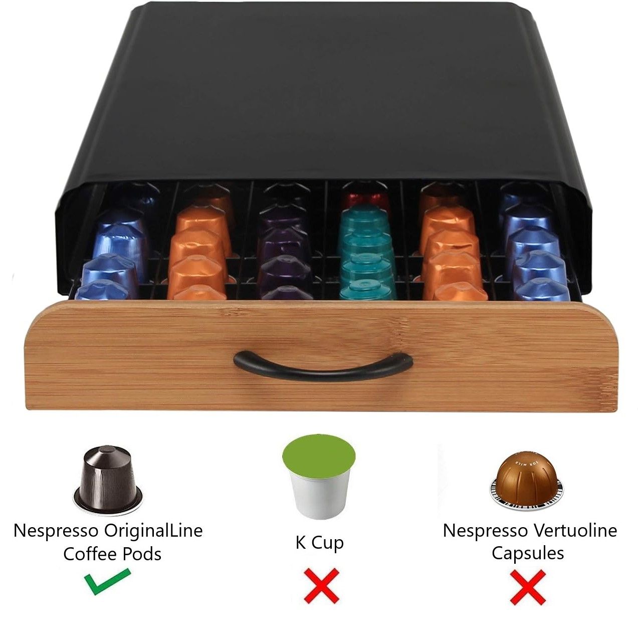 CARLA HOME Coffee Pods Holder Storage Drawer Compatible with 60 Nespresso Pods view 6