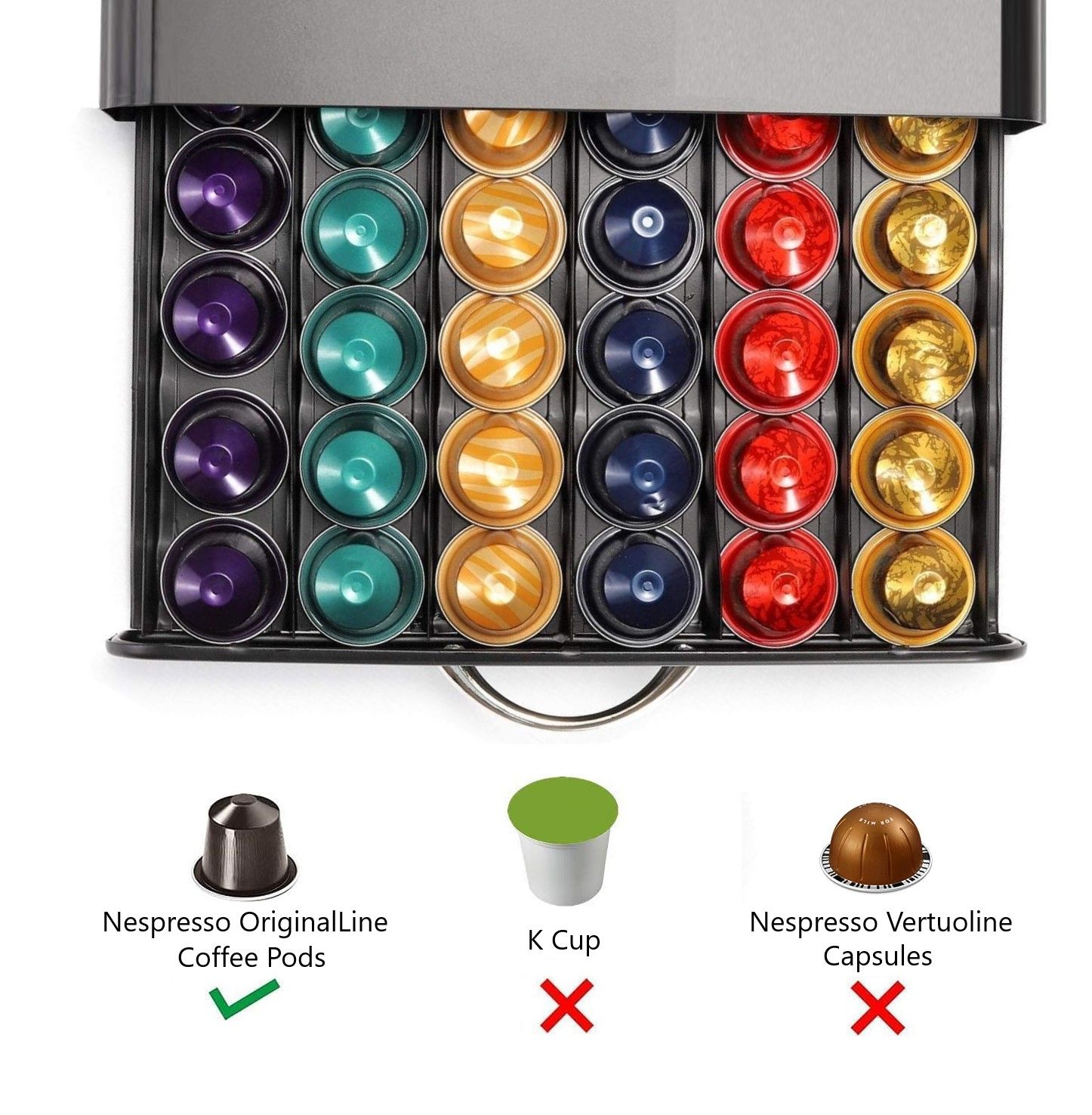 CARLA HOME Coffee Pods Holder Storage Drawer Compatible with 60 Nespresso Pods view 6