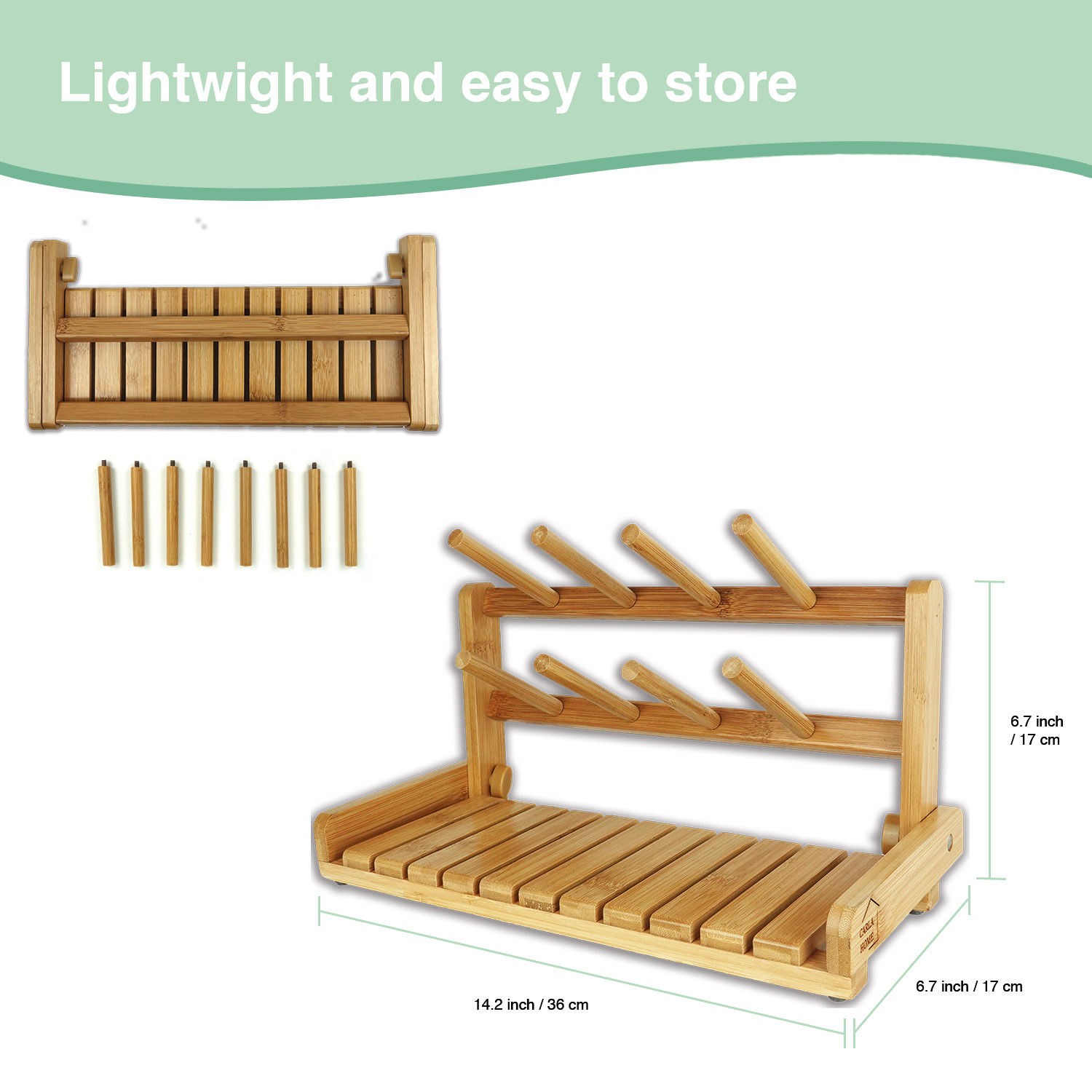 CARLA HOME Portable Bamboo Baby Bottle Drying Rack view 5