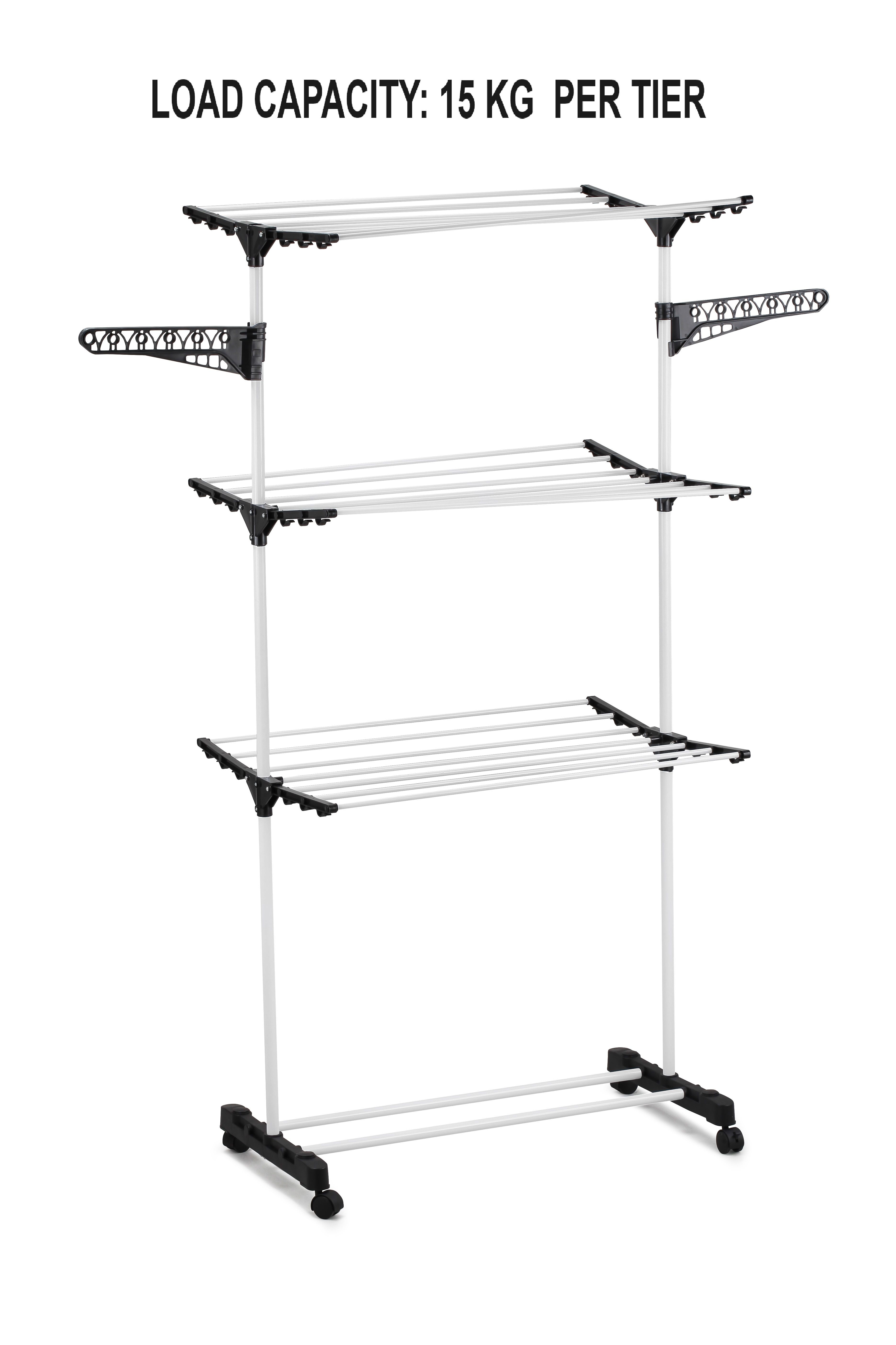 CARLA HOME Folding 3 Tier Clothes Laundry Drying Rack with Stainless Steel view 5