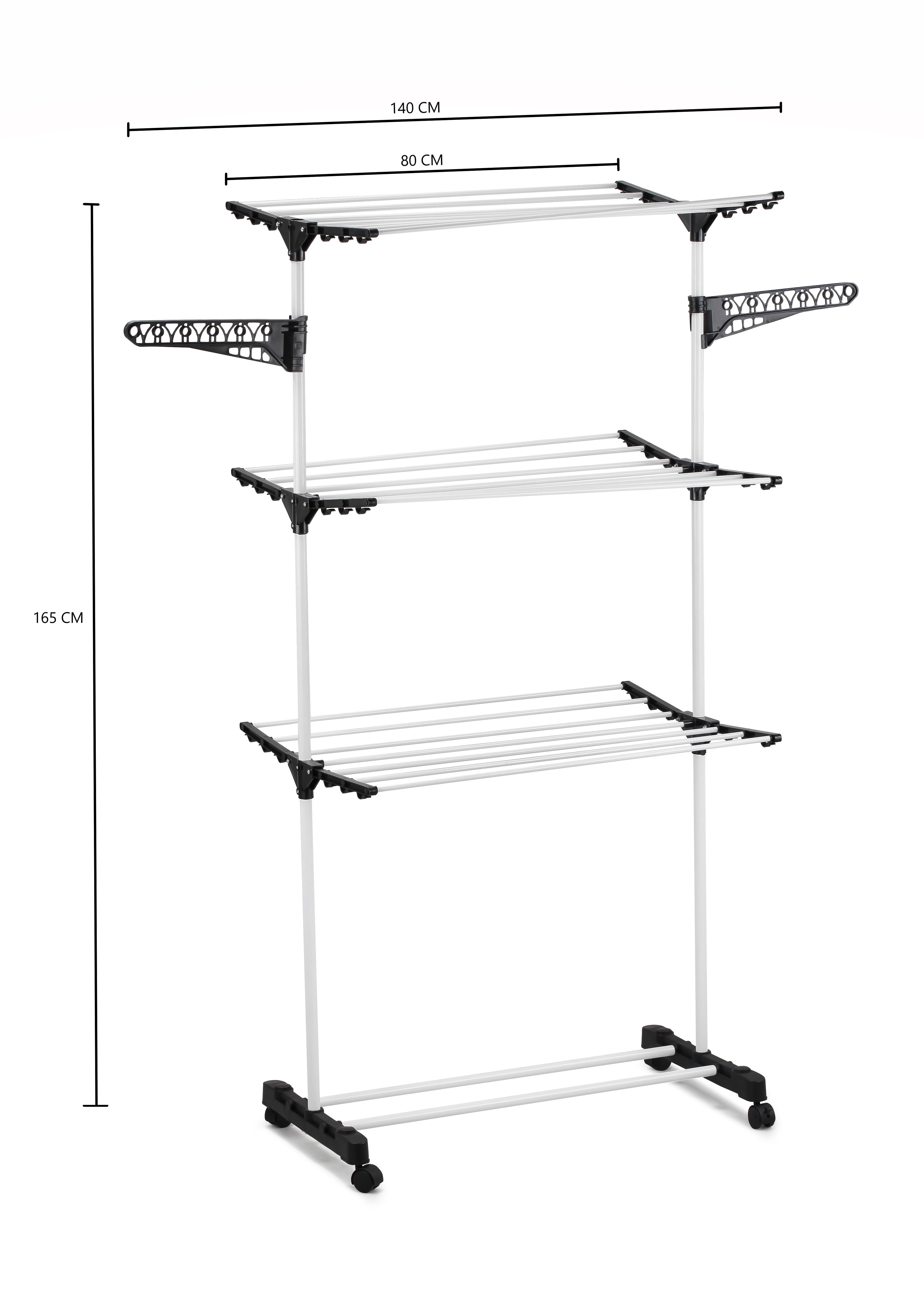 CARLA HOME Folding 3 Tier Clothes Laundry Drying Rack with Stainless Steel view 9