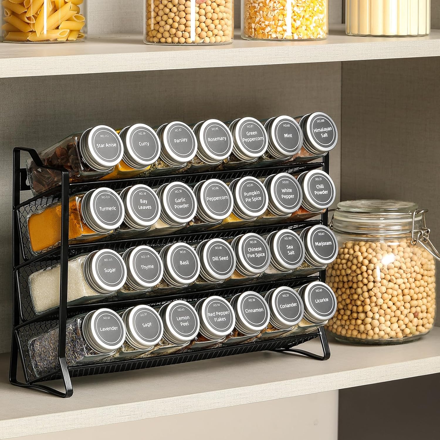 Spice Rack organiser with 28 Spice Jars view 2