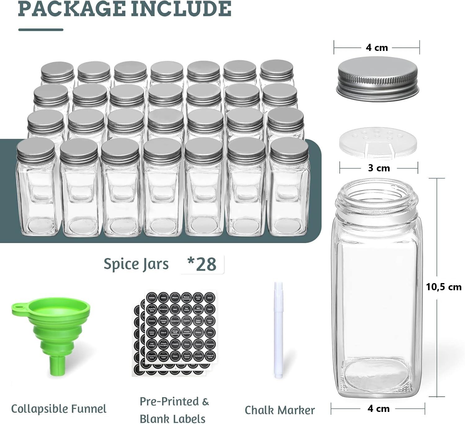 Spice Rack organiser with 28 Spice Jars view 5