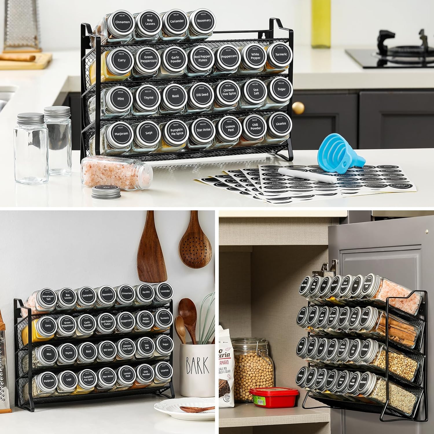Spice Rack organiser with 28 Spice Jars view 7