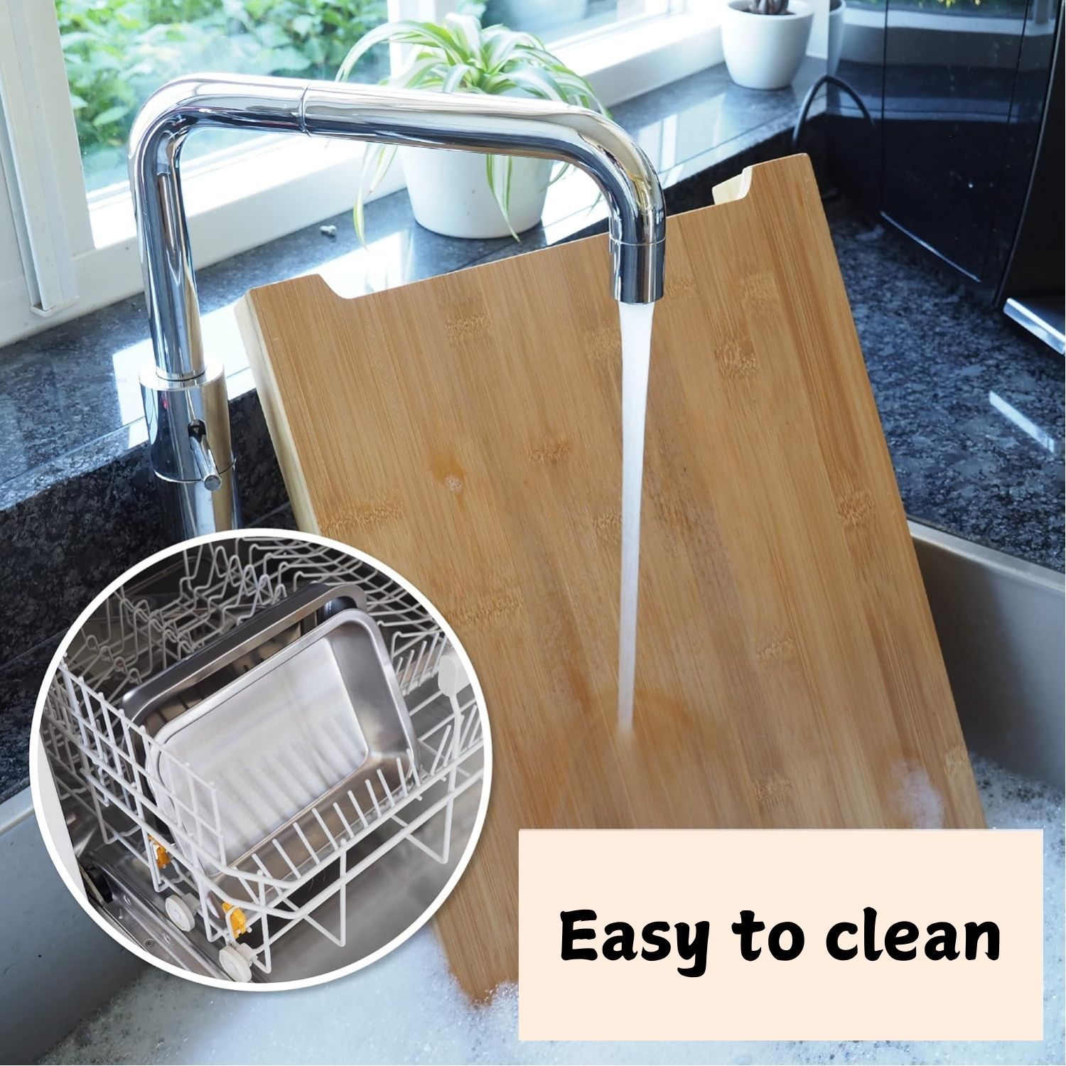 Chopping Board with with 2 Organiser Stainless Steel Trays Containers view 7
