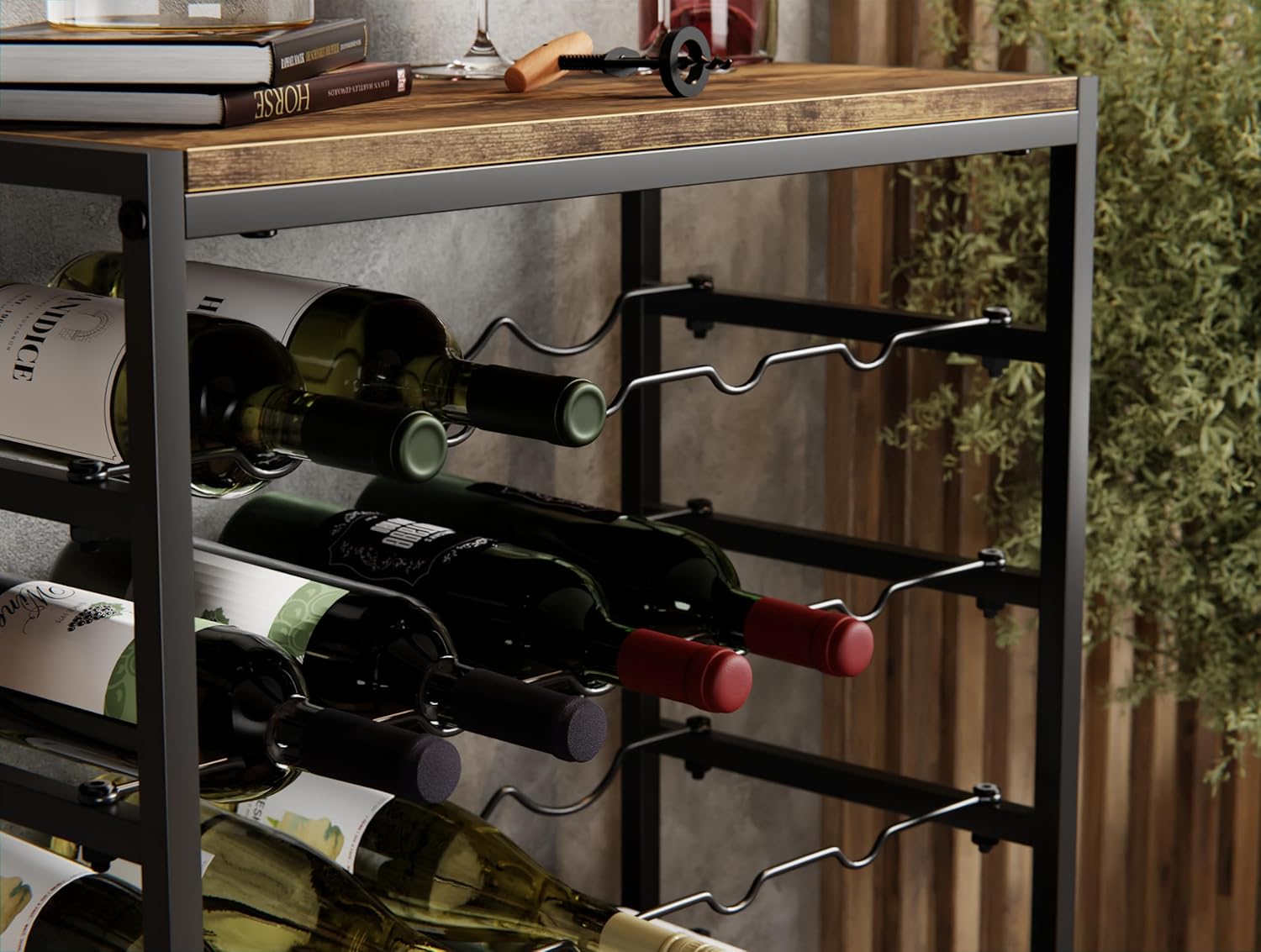 6-Tier Freestanding Wine Rack for 30 Bottles with Wood Countertop and Sturdy view 3