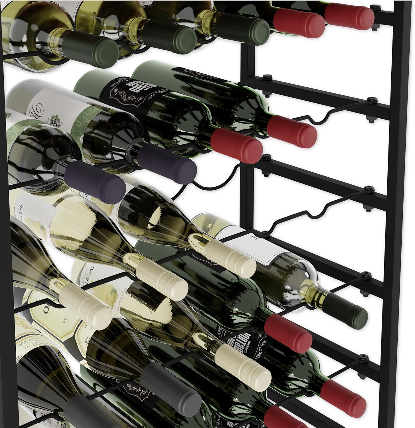 6-Tier Freestanding Wine Rack for 30 Bottles with Wood Countertop and Sturdy view 4