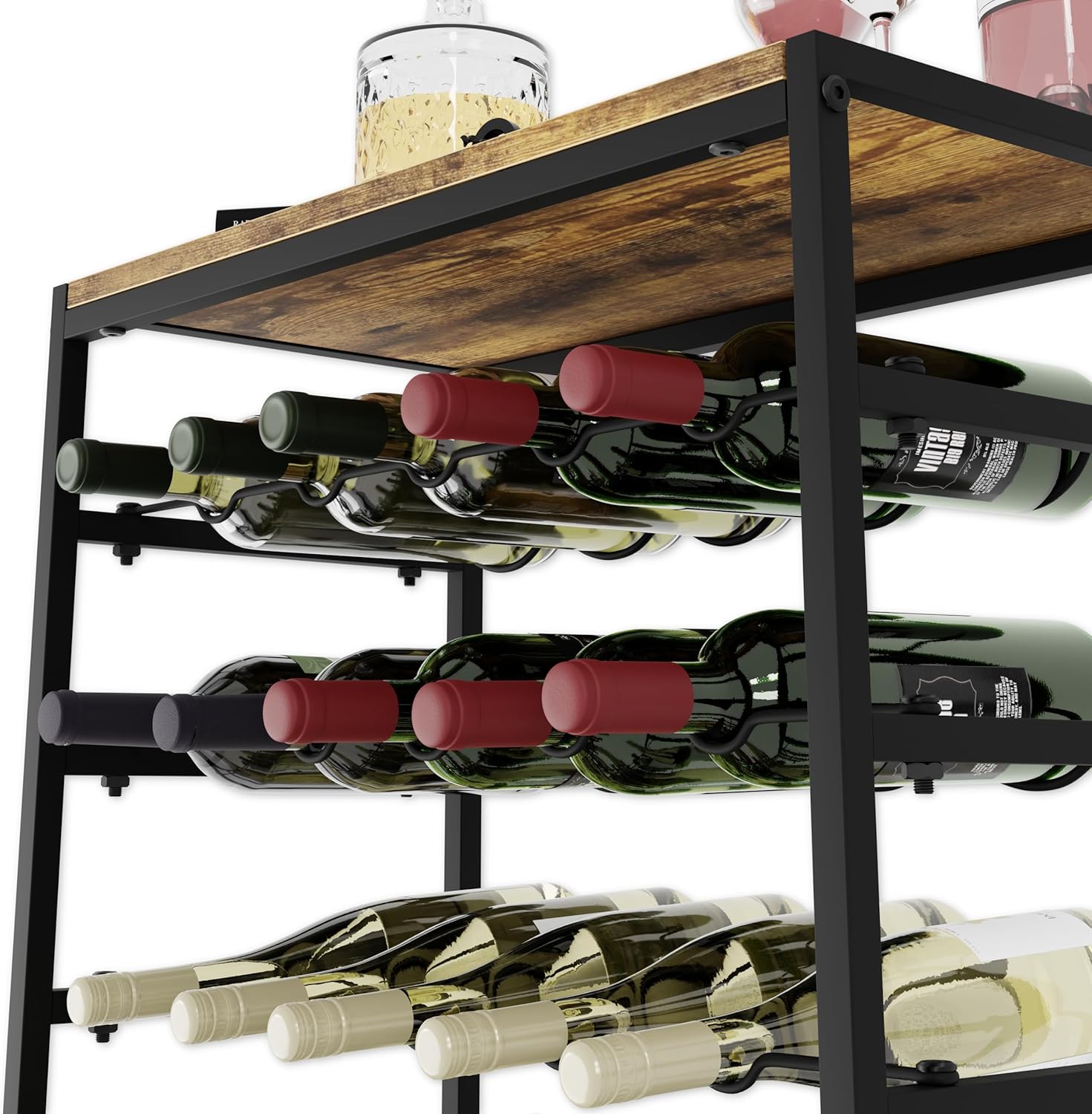 6-Tier Freestanding Wine Rack for 30 Bottles with Wood Countertop and Sturdy view 5