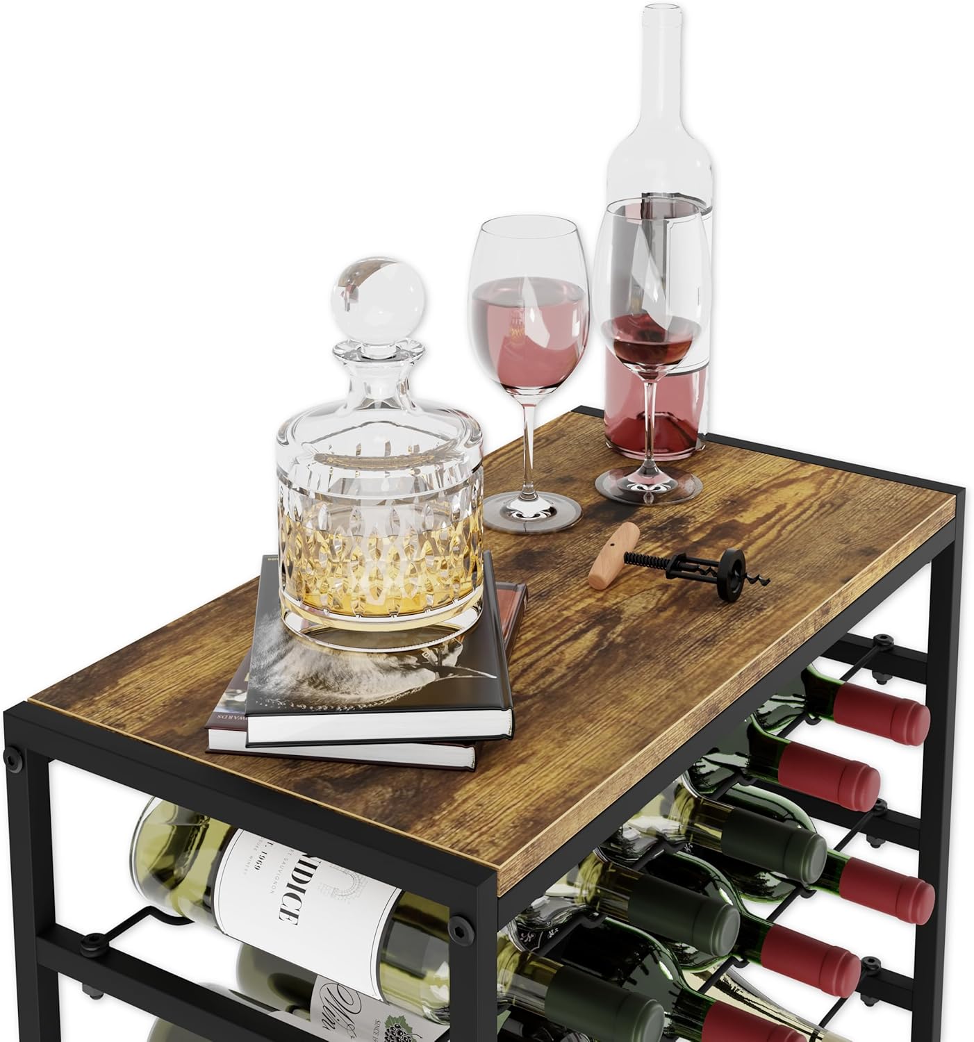 6-Tier Freestanding Wine Rack for 30 Bottles with Wood Countertop and Sturdy view 6