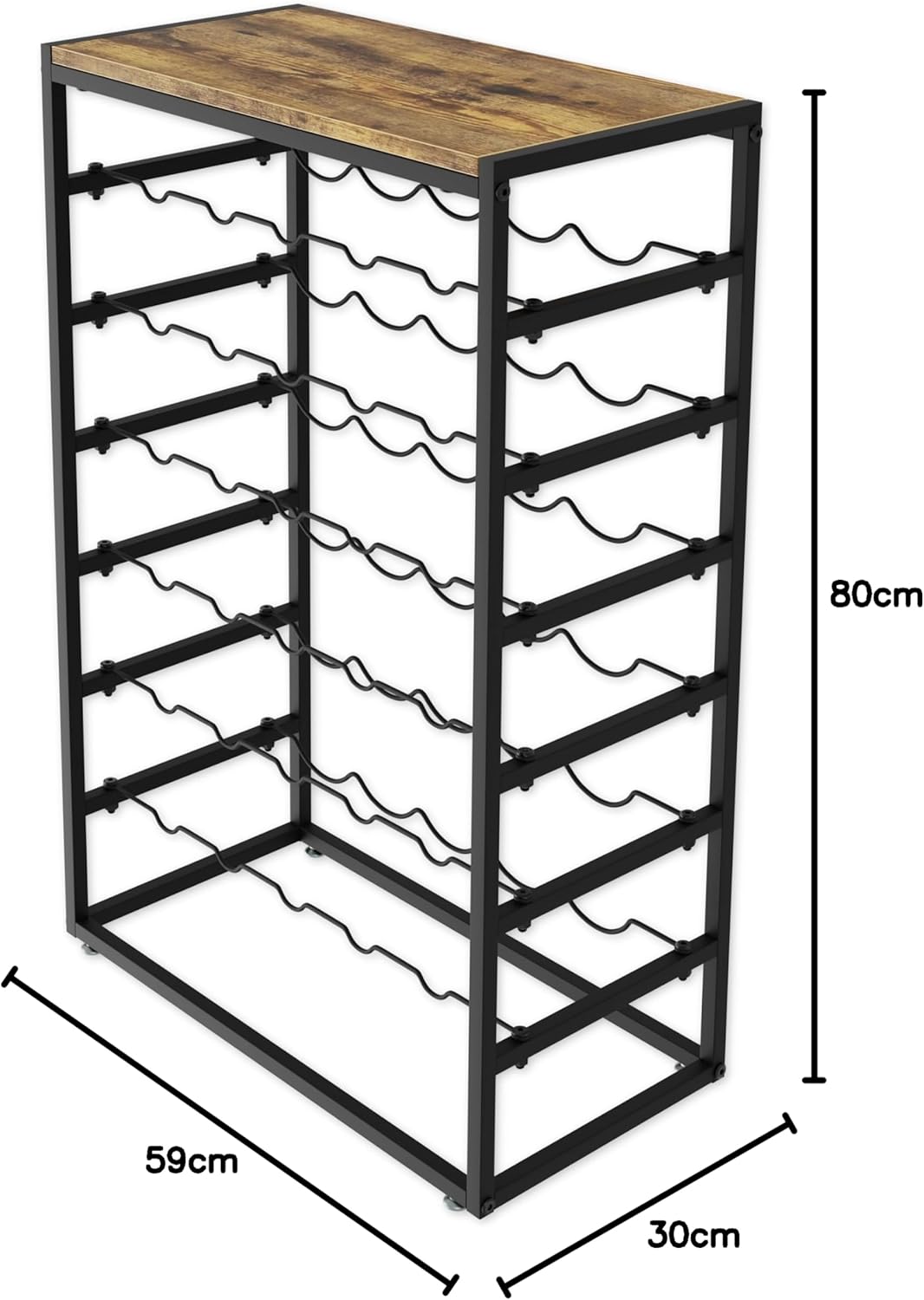 6-Tier Freestanding Wine Rack for 30 Bottles with Wood Countertop and Sturdy view 8