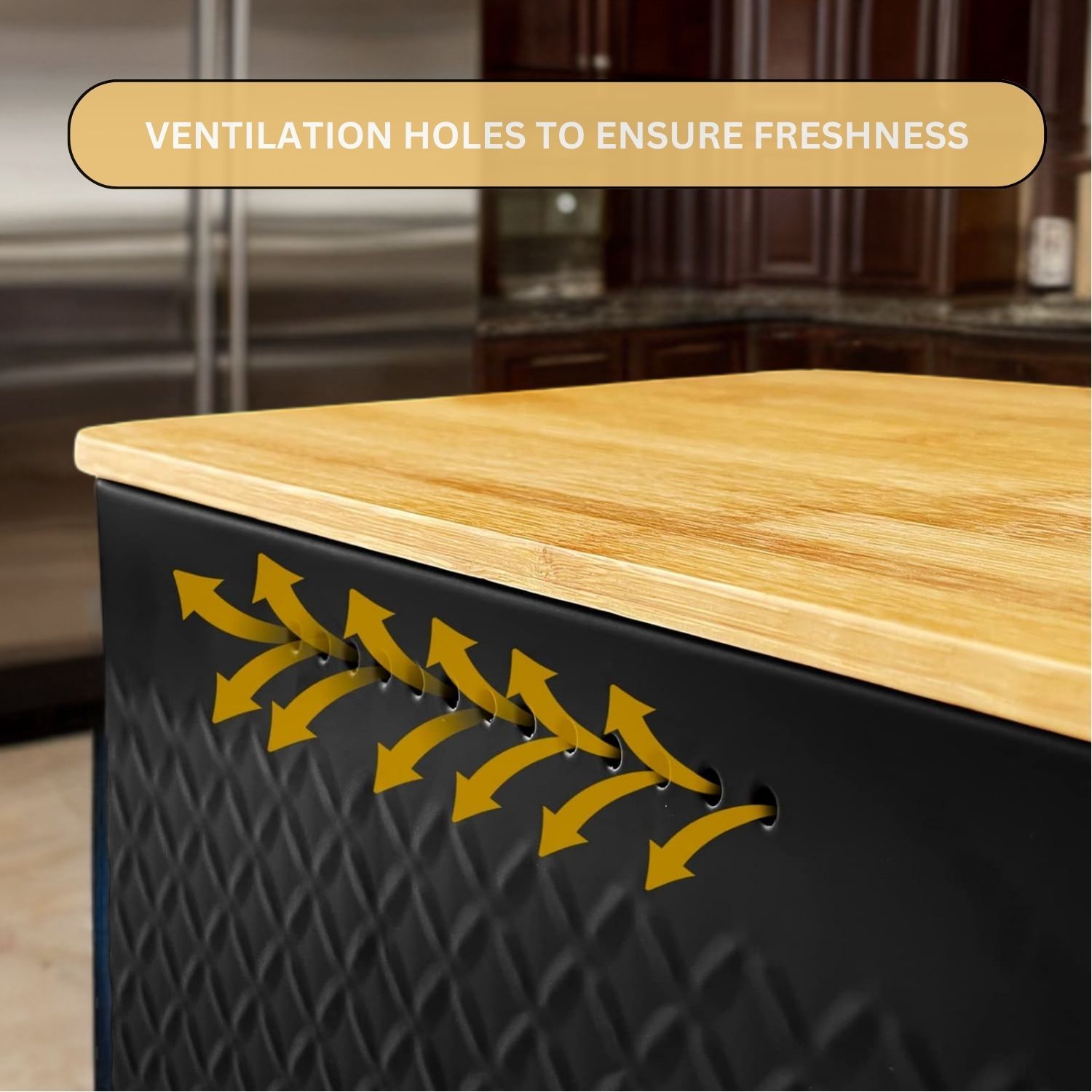 Bread Bin with Bamboo Lid used as Chopping Board for Kitchen Countertop view 4