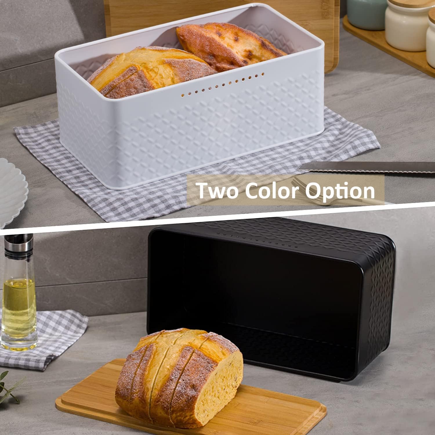 Bread Bin with Bamboo Lid used as Chopping Board for Kitchen Countertop view 7