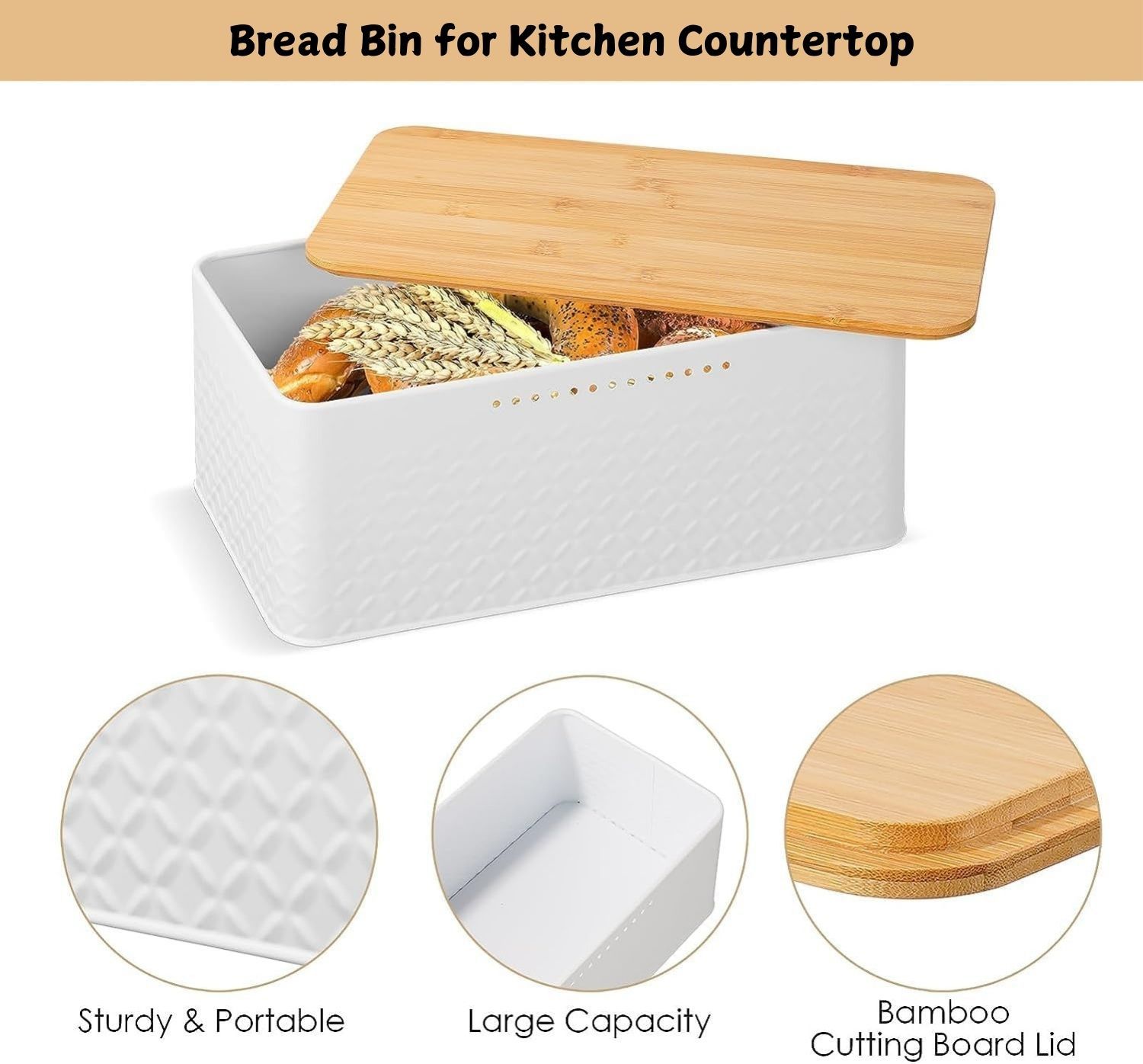 Bread Bin with Bamboo Lid used as Chopping Board for Kitchen Countertop view 2