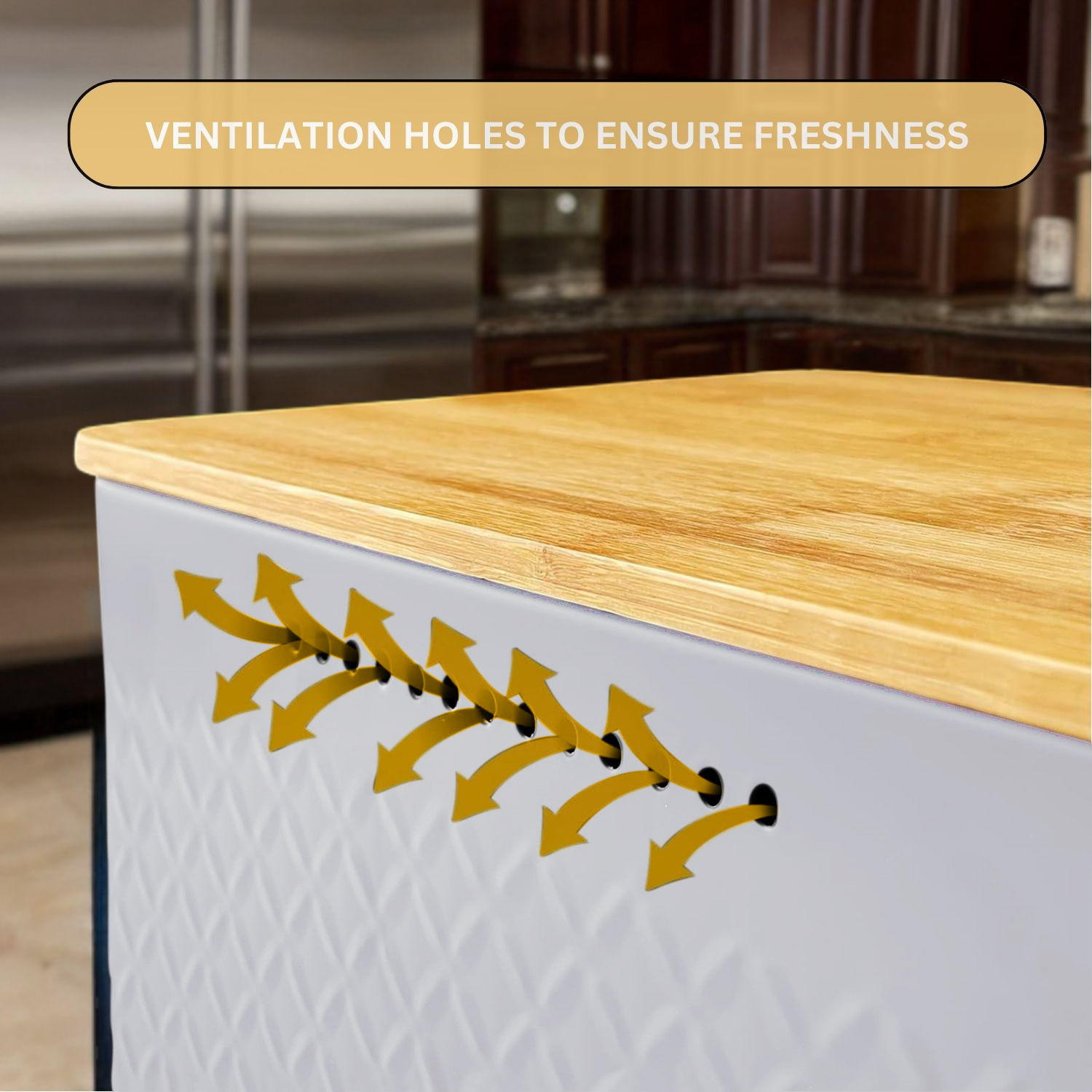Bread Bin with Bamboo Lid used as Chopping Board for Kitchen Countertop view 4
