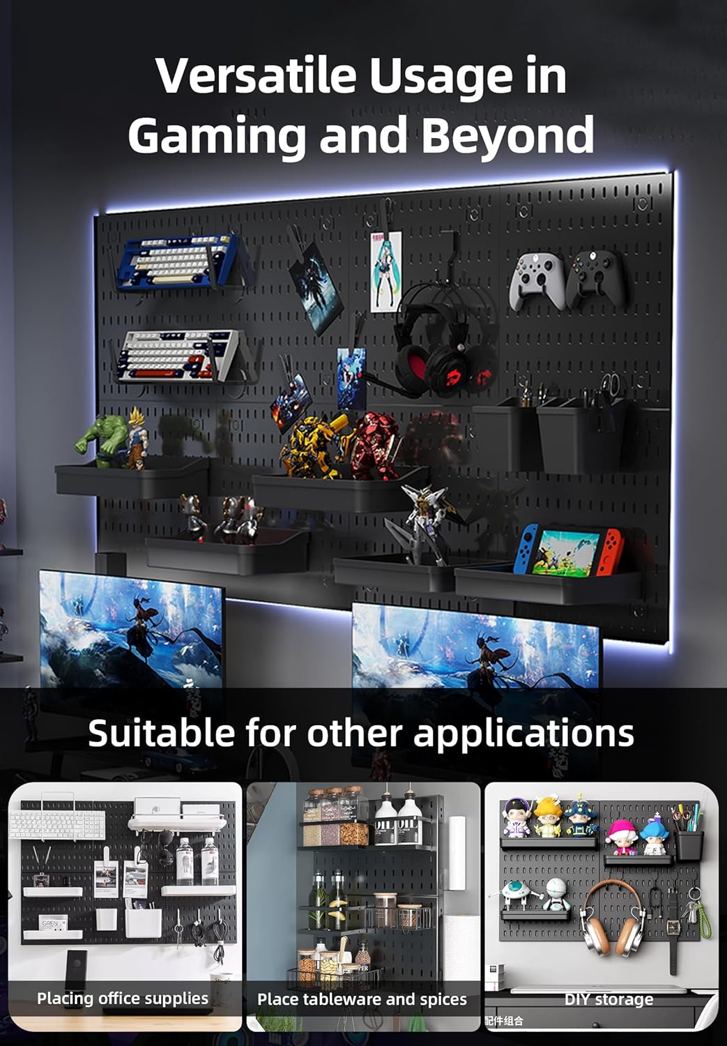 Pegboard Combination Kit with 4 Pegboards and 18 Accessories Modular Hanging view 2