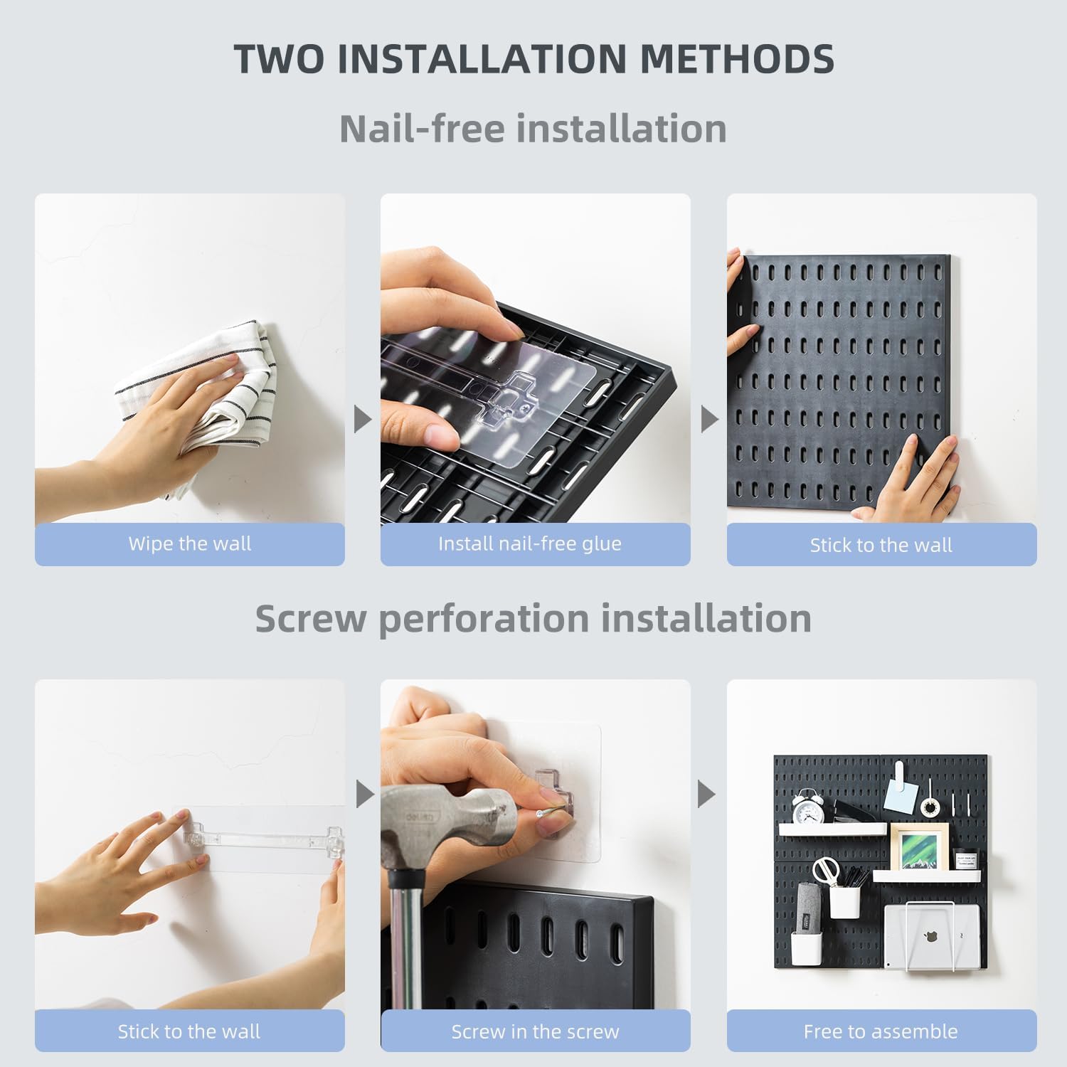 Pegboard Combination Kit with 4 Pegboards and 18 Accessories Modular Hanging view 8