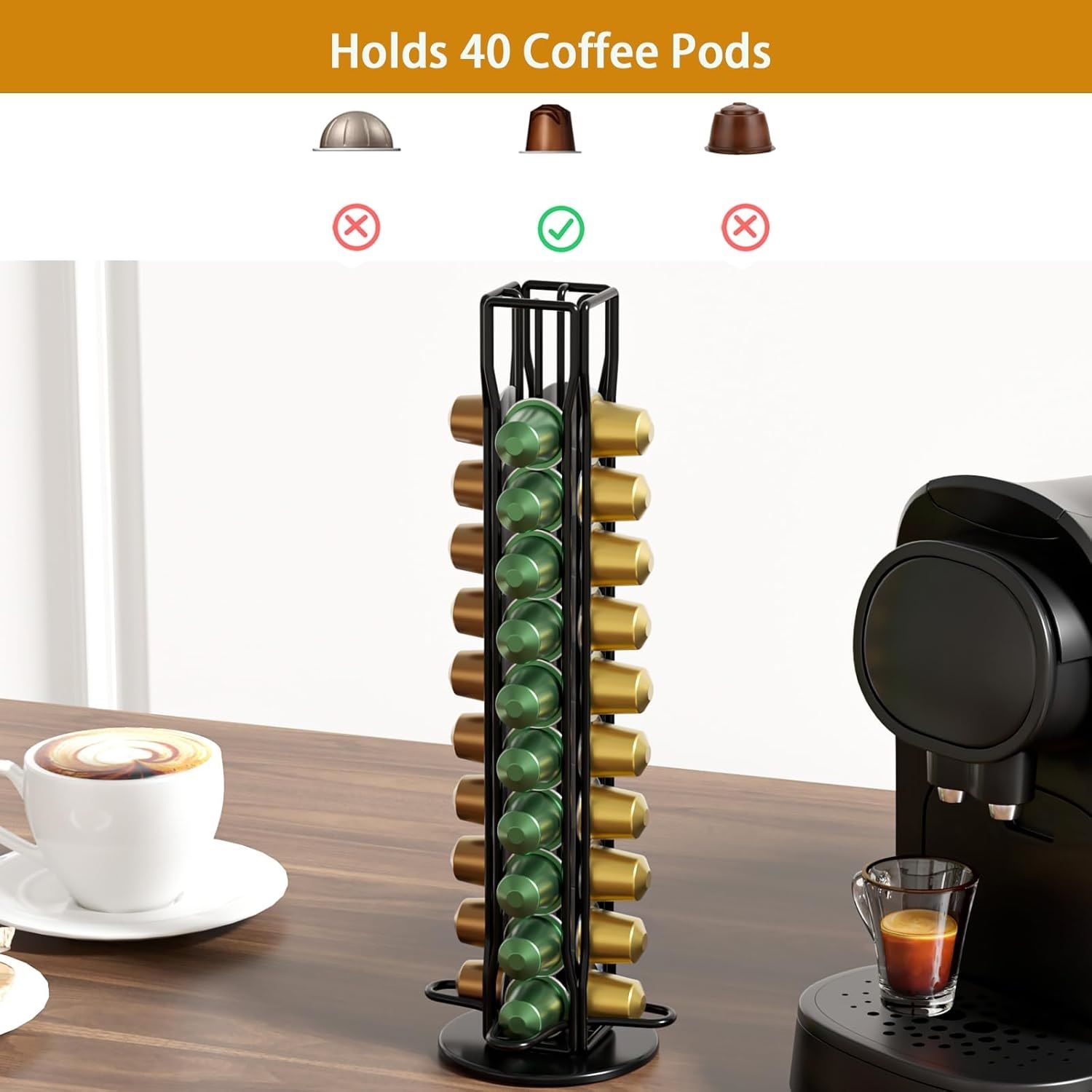 Coffee Pods Holder Storage Compatible with 40 Nespresso Pods view 3