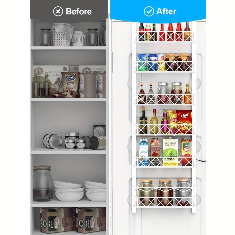 6 Tier Adjustable Baskets Over Door Pantry Organiser for Home Kitchen view 4