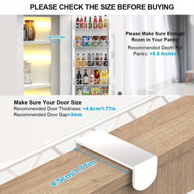 6 Tier Adjustable Baskets Over Door Pantry Organiser for Home Kitchen view 6