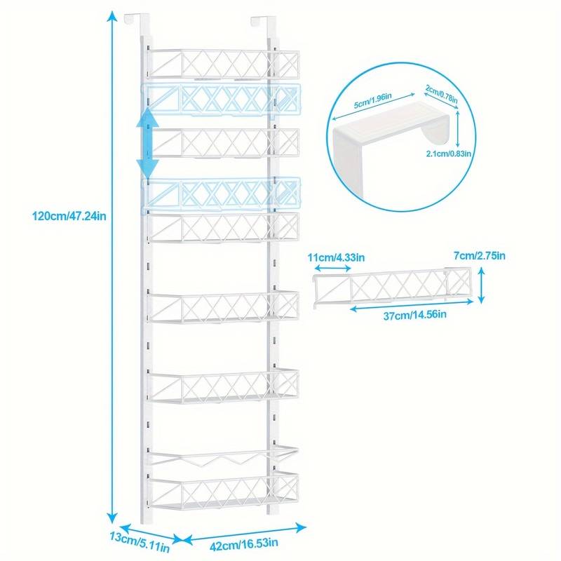 6 Tier Adjustable Baskets Over Door Pantry Organiser for Home Kitchen view 7