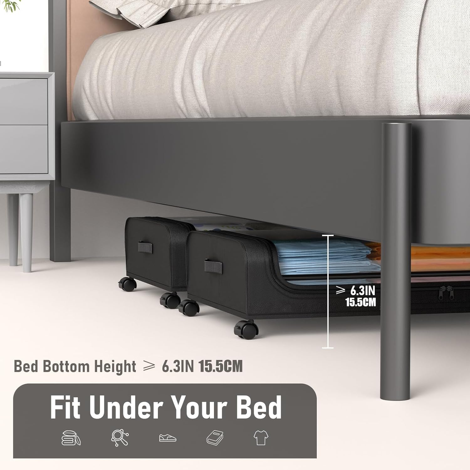 XXL Under Bed Rolling Storage Containers with 50L Large Capacity and Wheels view 7