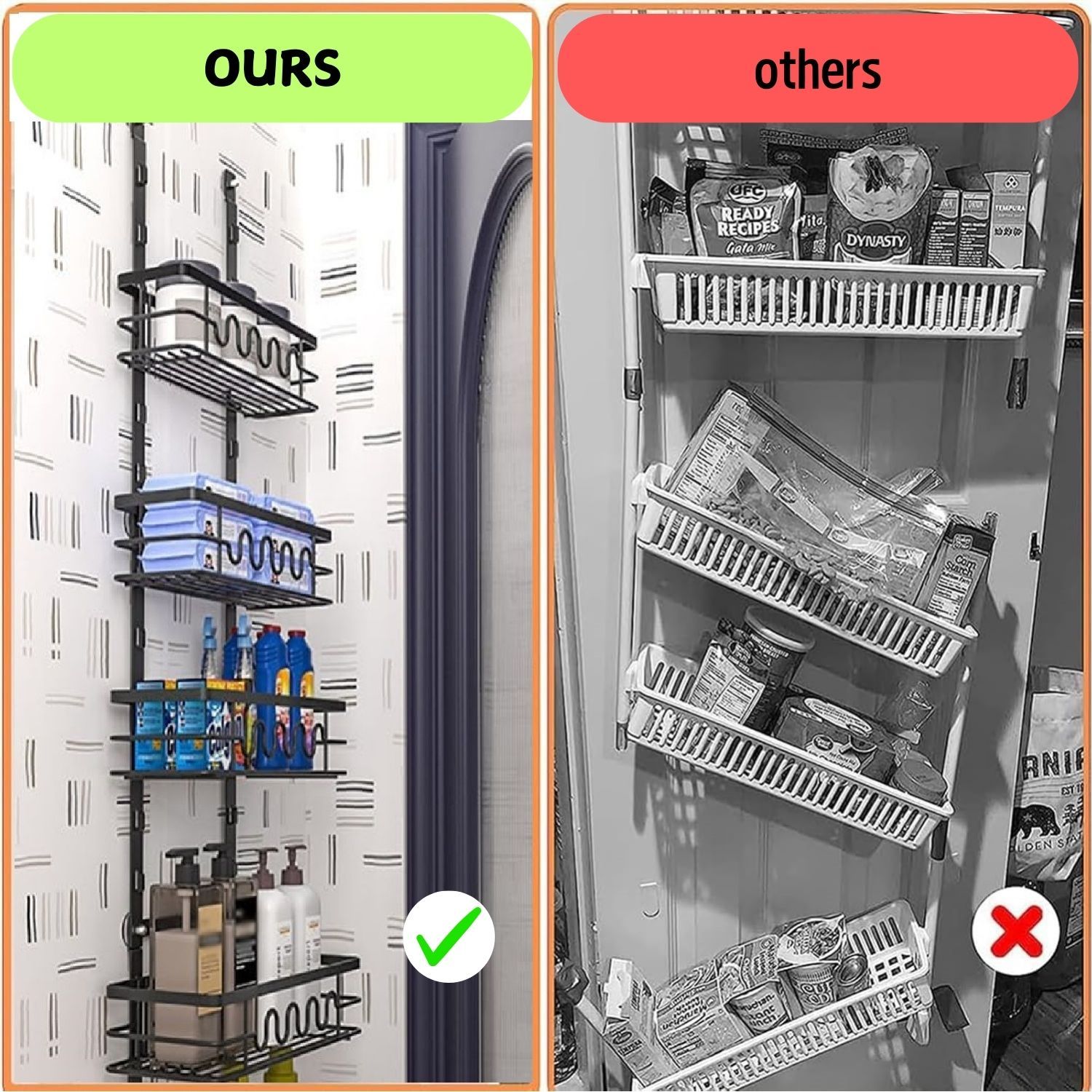 4 Tier Adjustable Baskets Over Door Pantry Organiser for Home Kitchen view 3